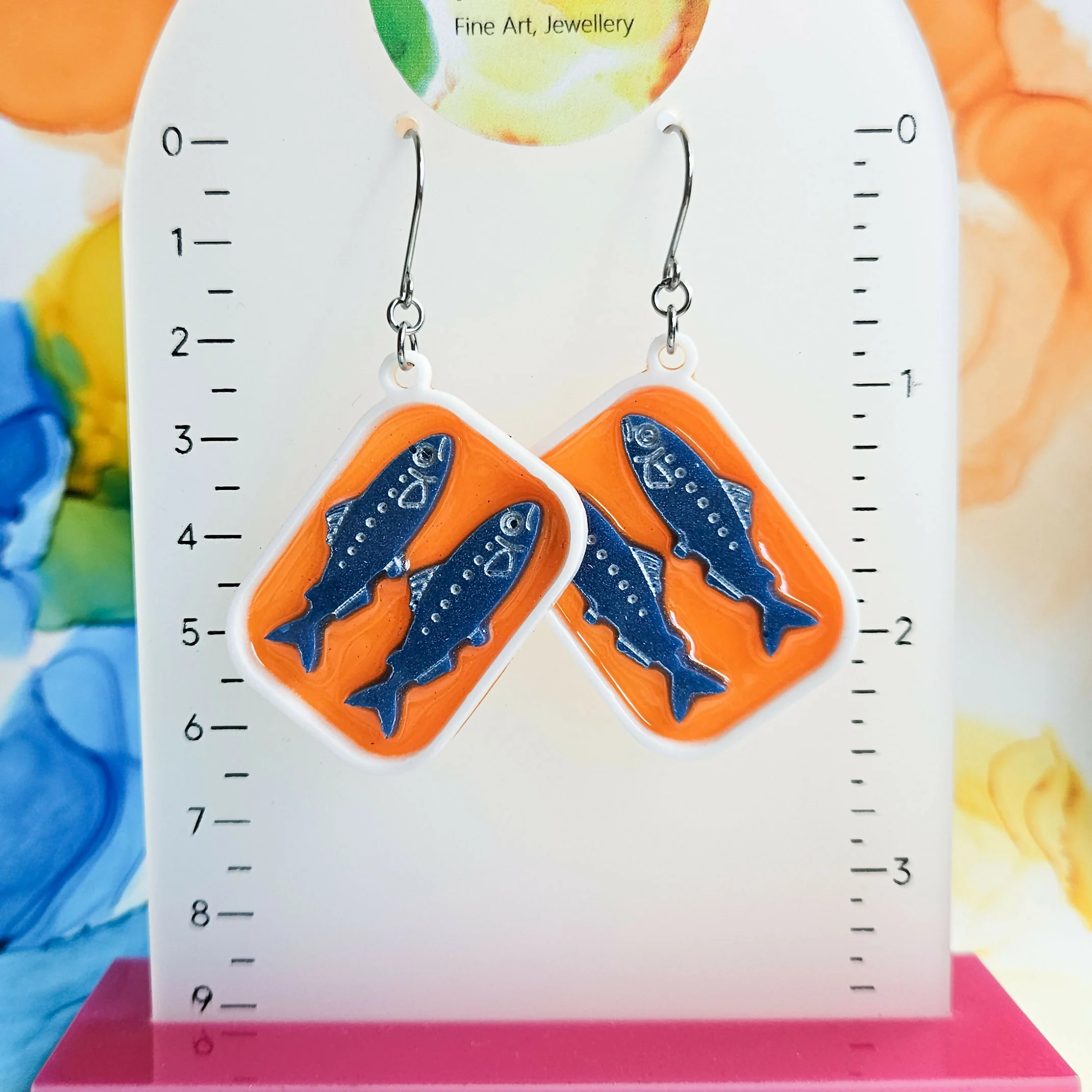 Handmade Sardines Resin Earrings - Image 2