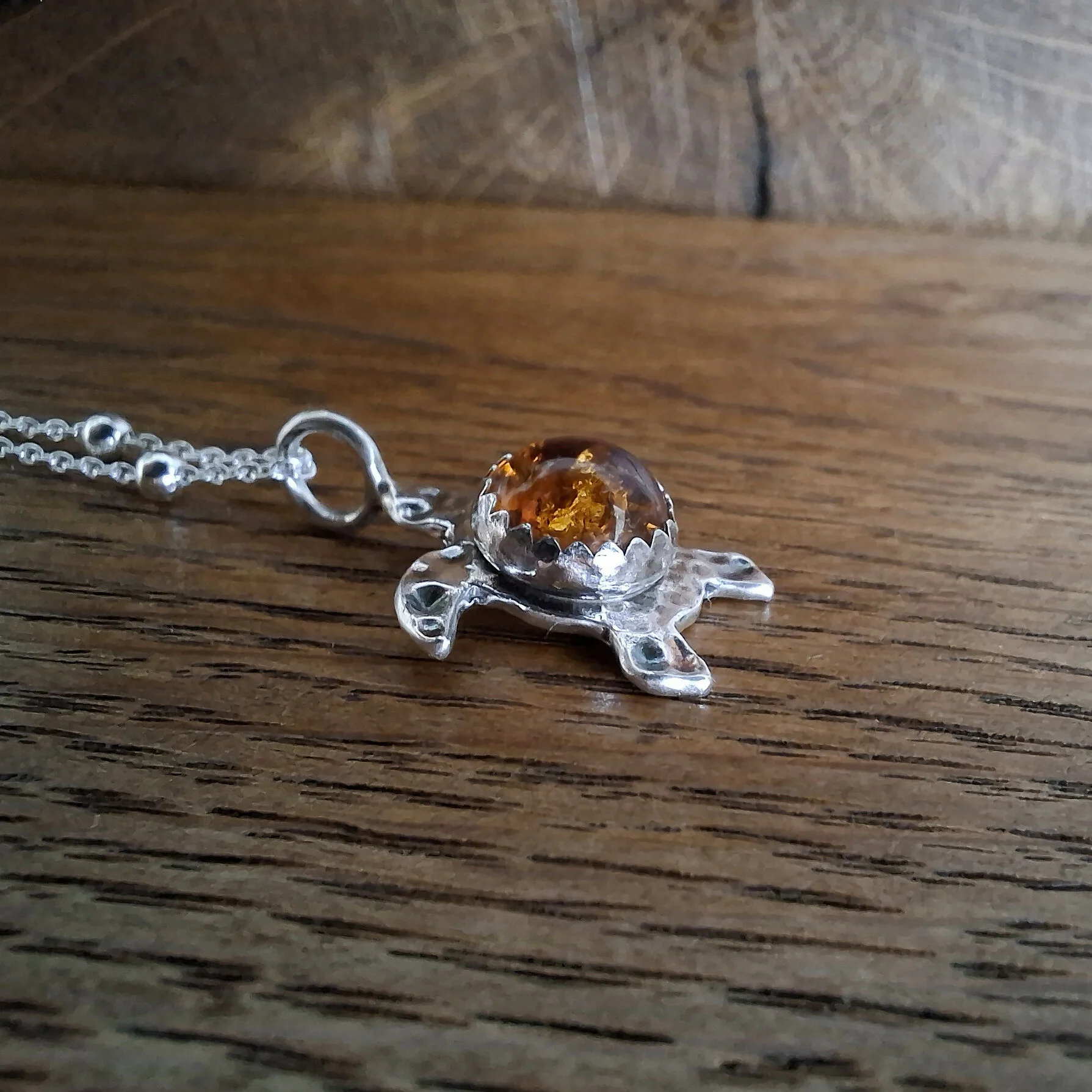 Handmade Sea Turtle Necklace With Amber - Image 2