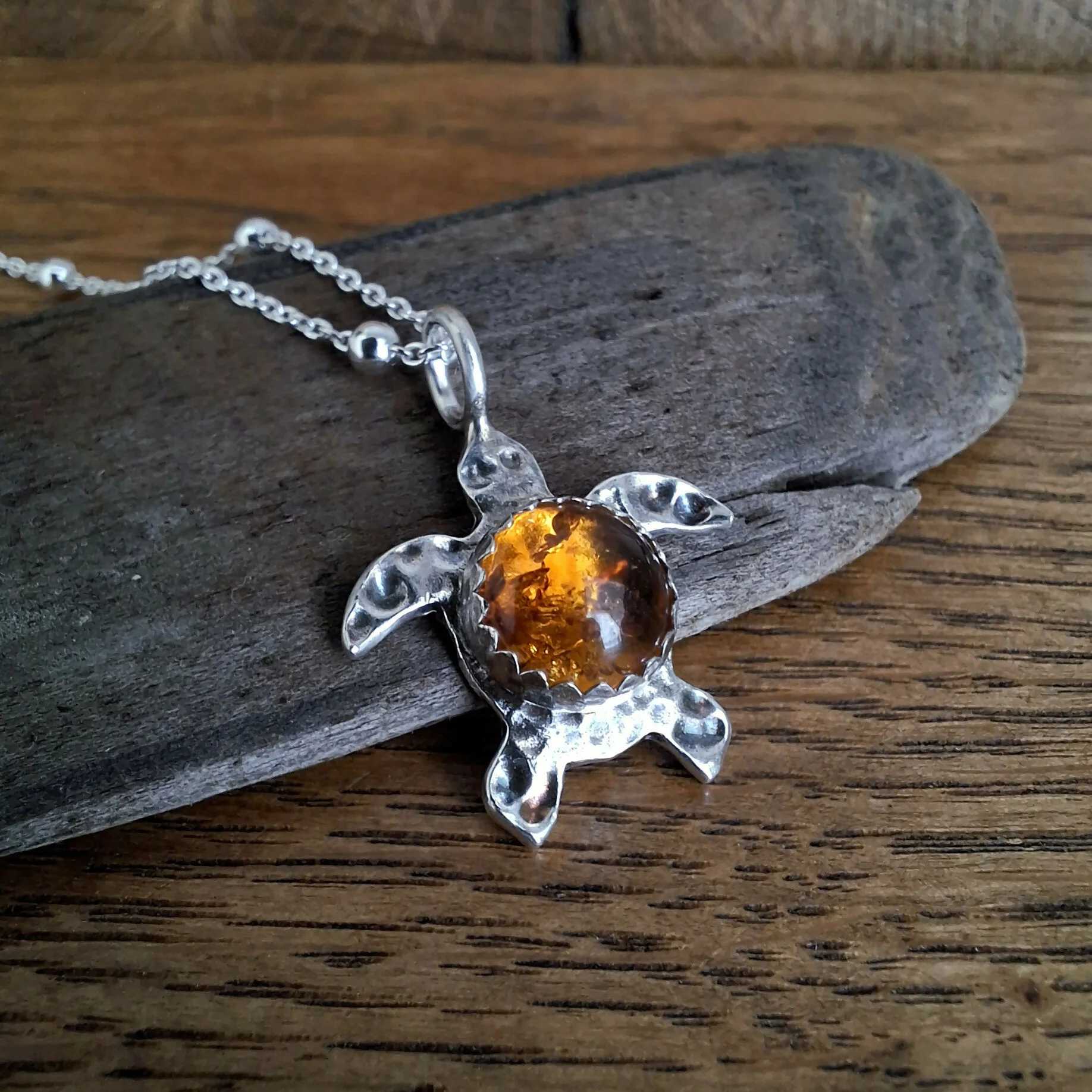 Handmade Sea Turtle Necklace With Amber - Image 3