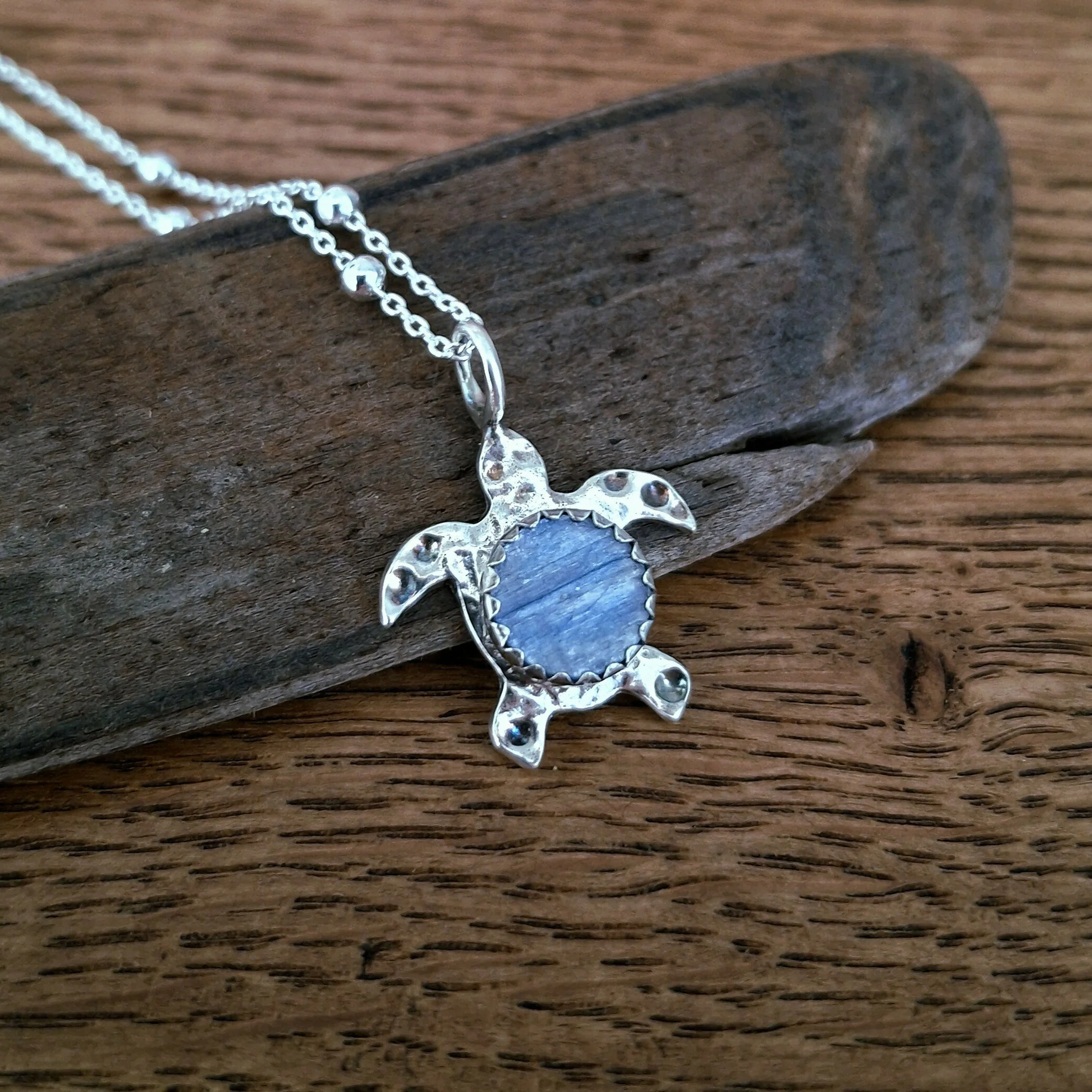 Handmade Sea Turtle Necklace With Kyanite - Image 2