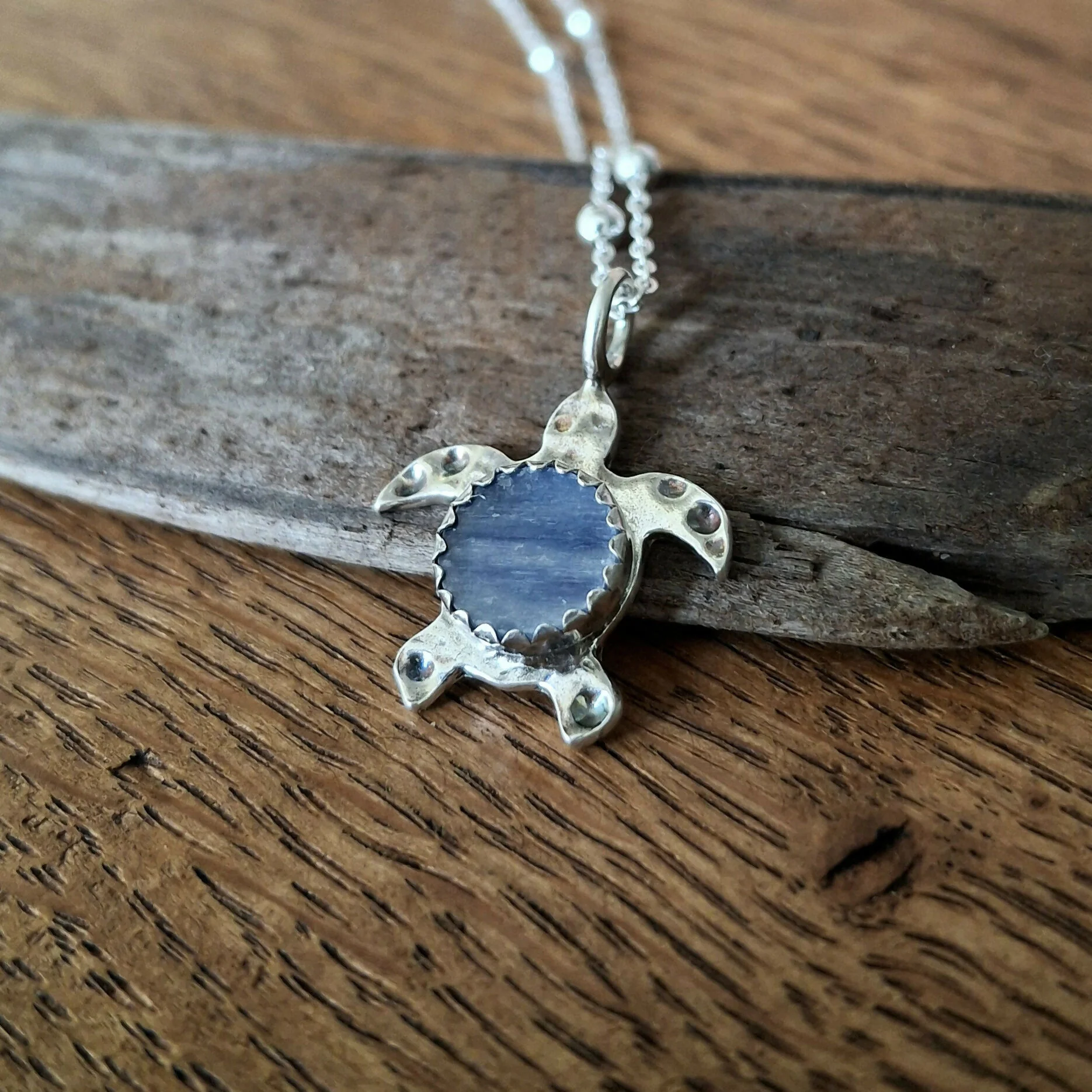Handmade Sea Turtle Necklace With Kyanite - Image 3
