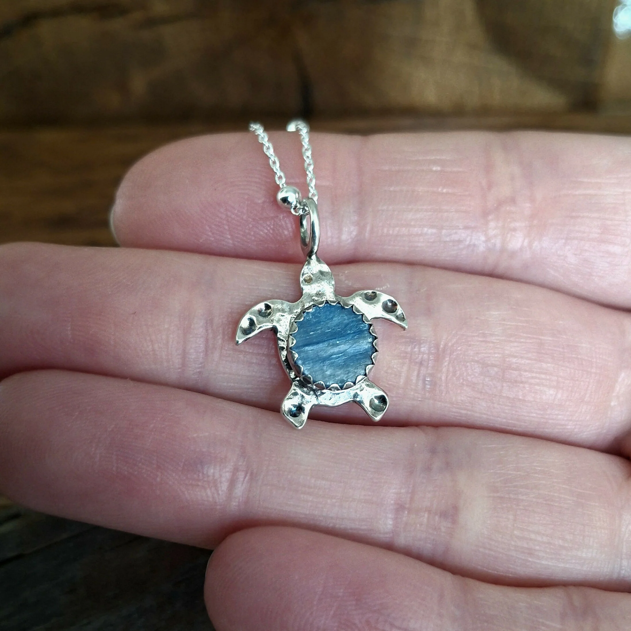 Handmade Sea Turtle Necklace With Kyanite - Image 4