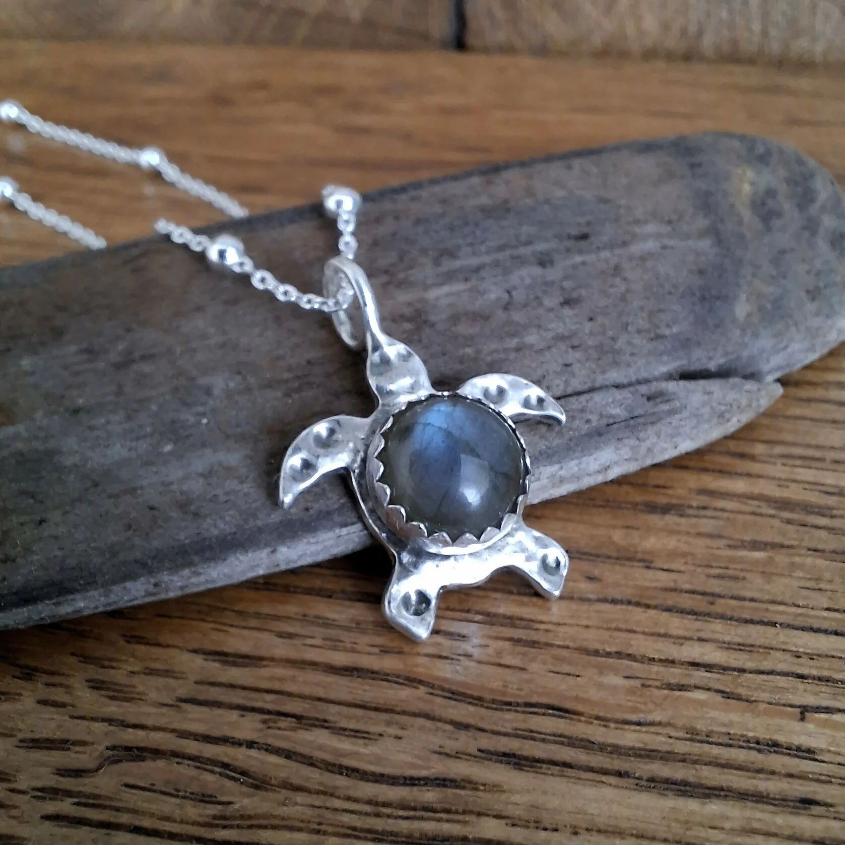Handmade Sea Turtle Necklace With Labradorite - Image 2