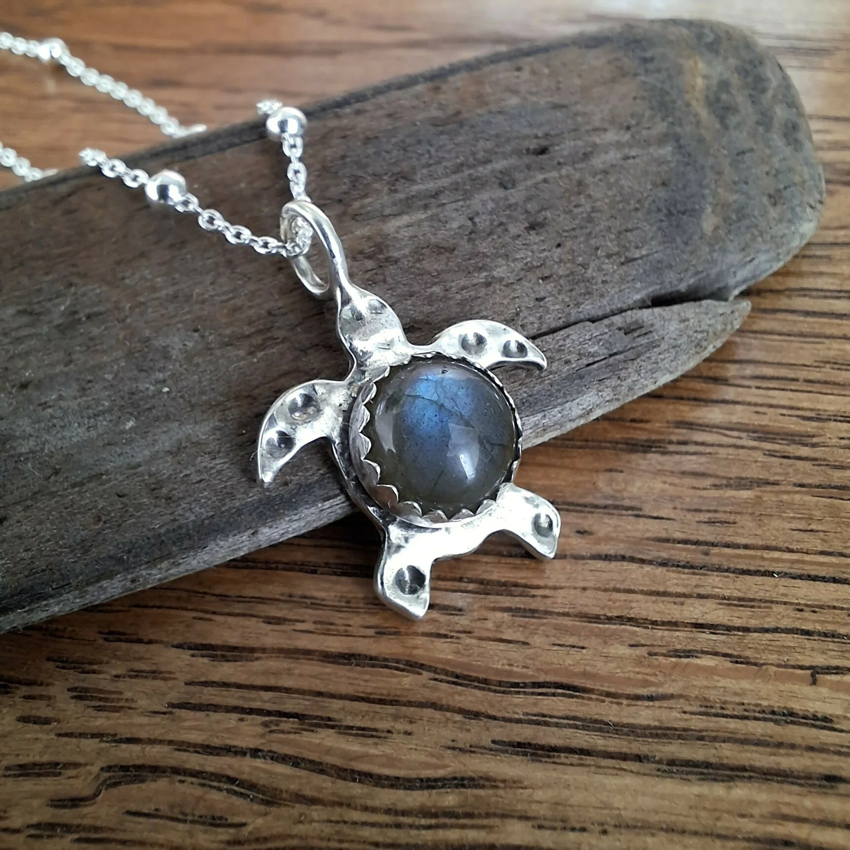 Handmade Sea Turtle Necklace With Labradorite - Image 3