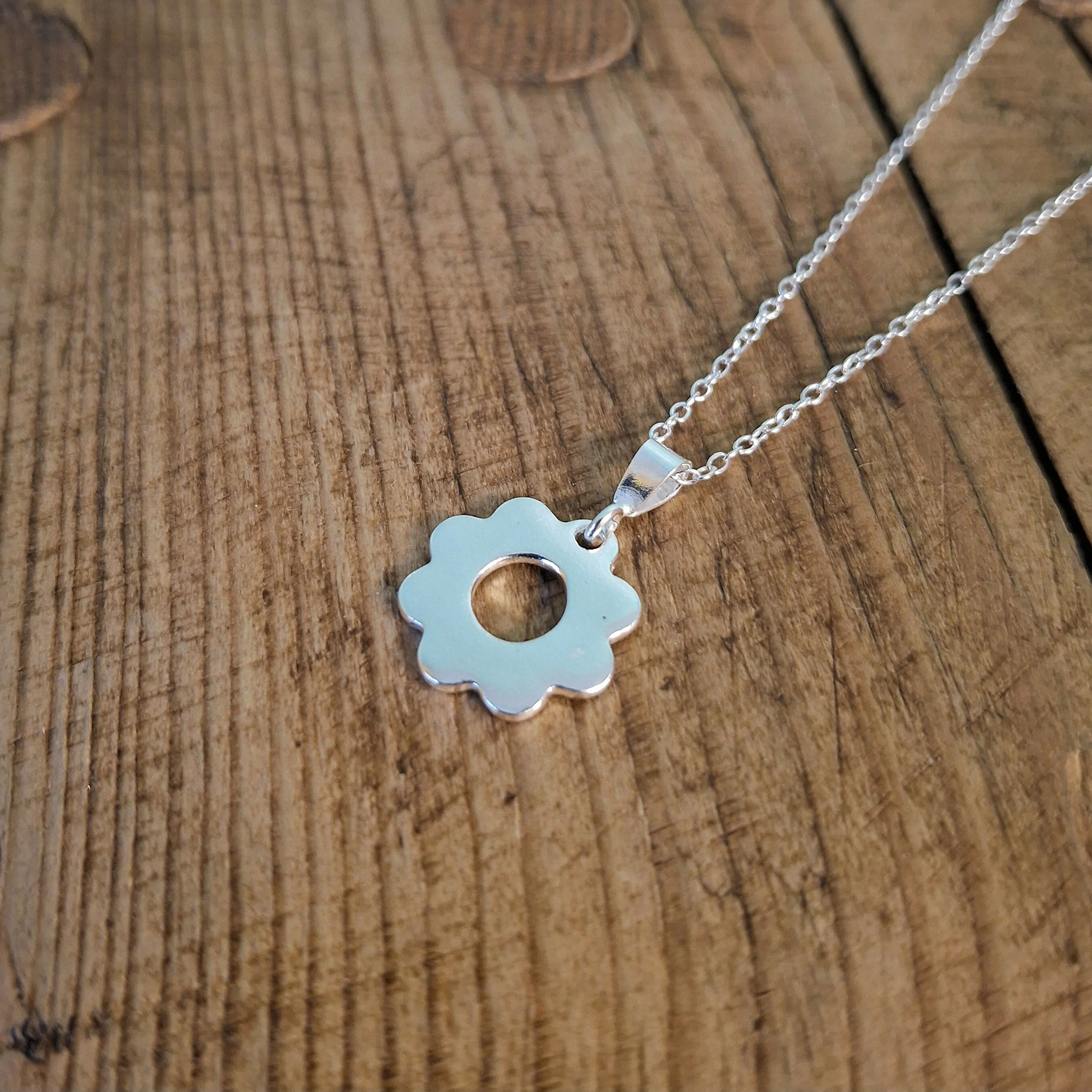 Handmade Silver Flower Charm Necklace - Image 3