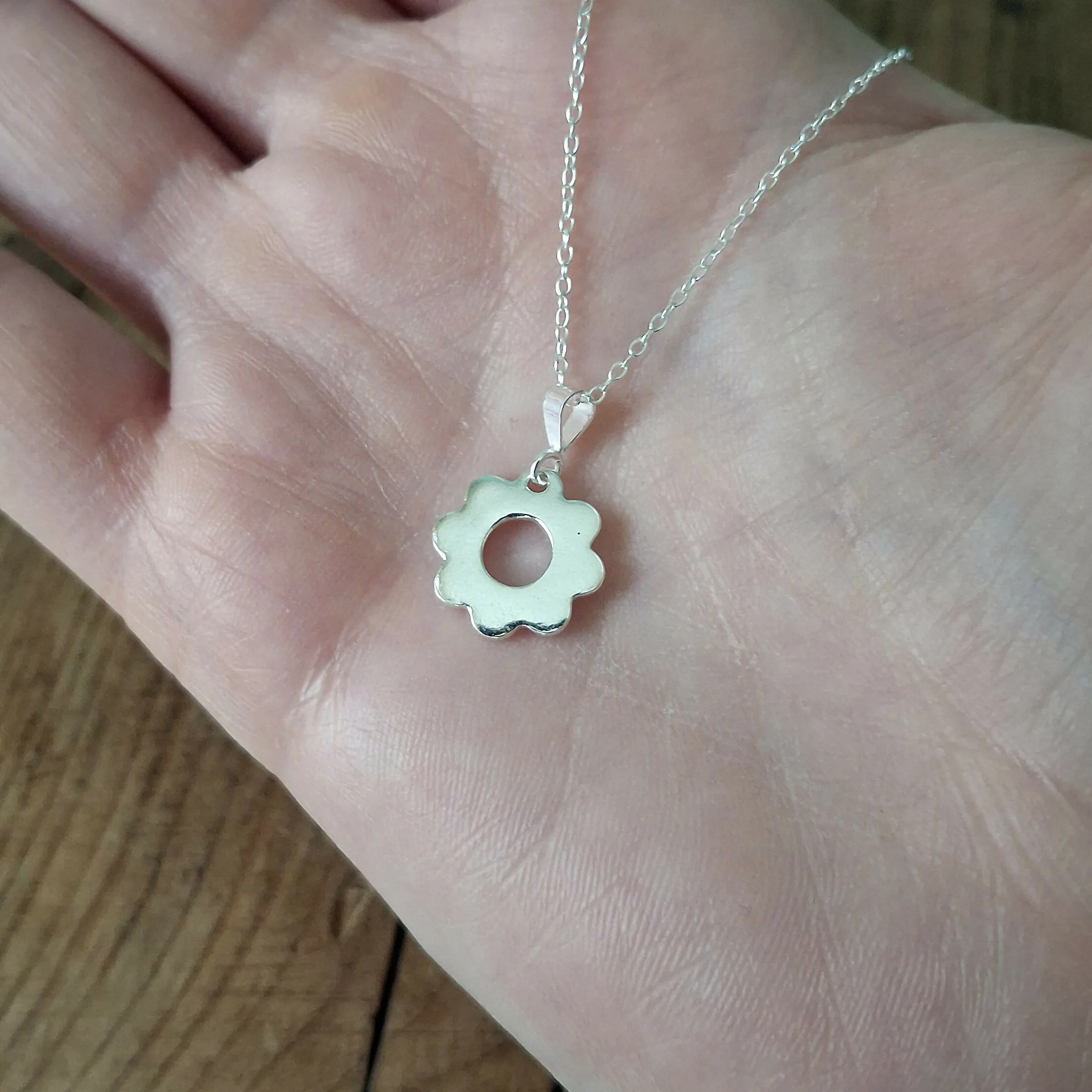 Handmade Silver Flower Charm Necklace - Image 4