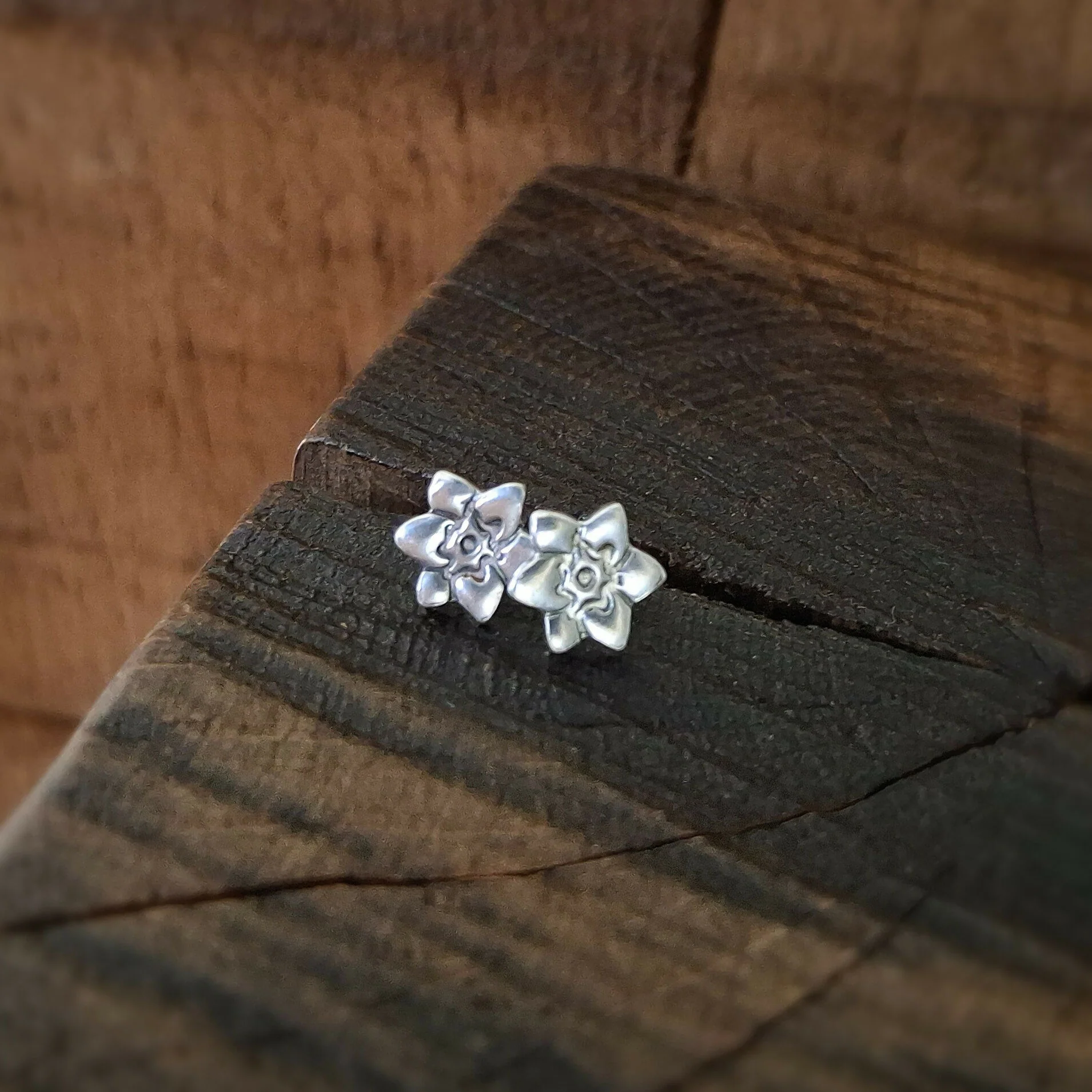 Handmade Silver Flower Studs - Image 2