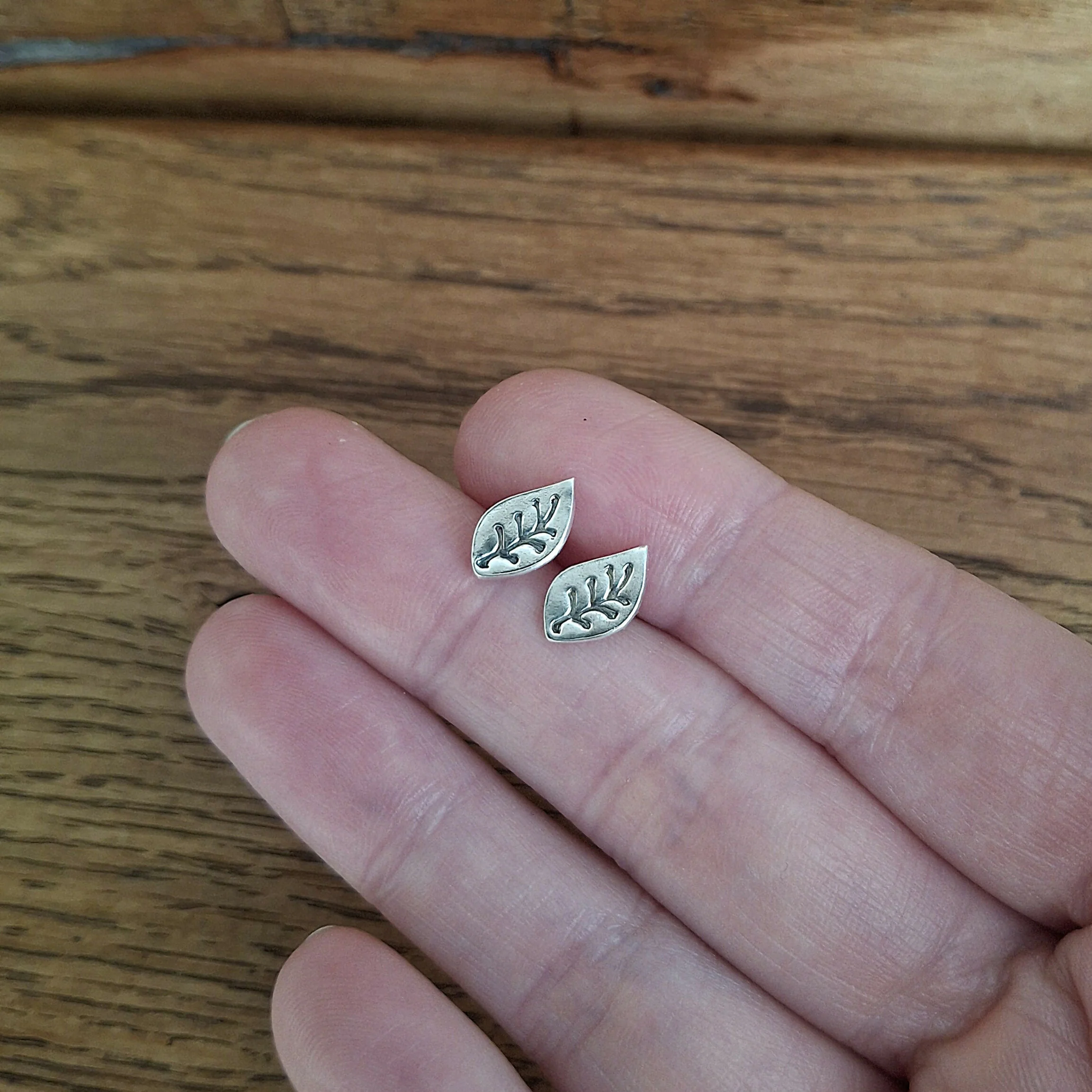 Handmade Silver Leaf Studs - Image 3