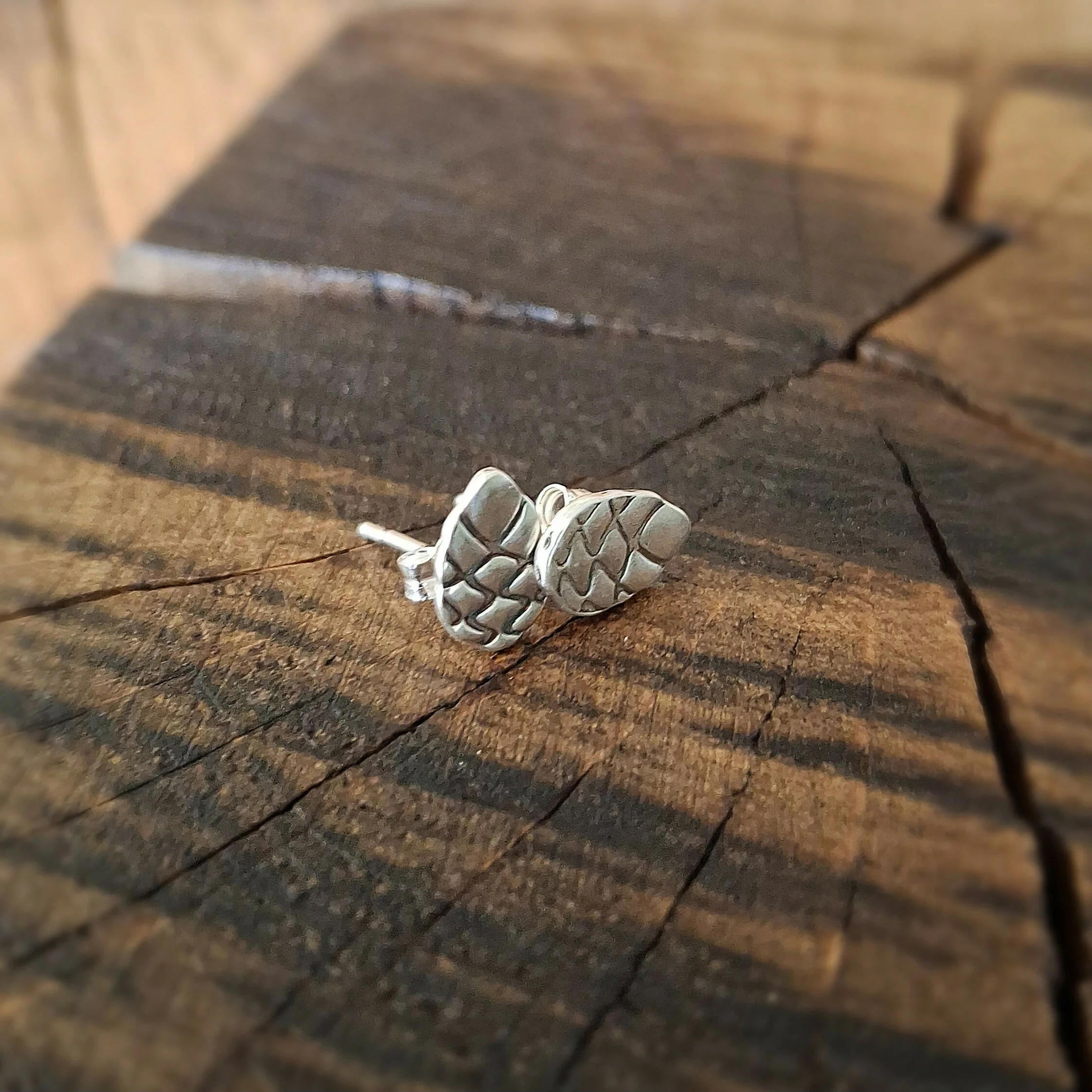 Handmade Silver Pinecone Studs - Image 3