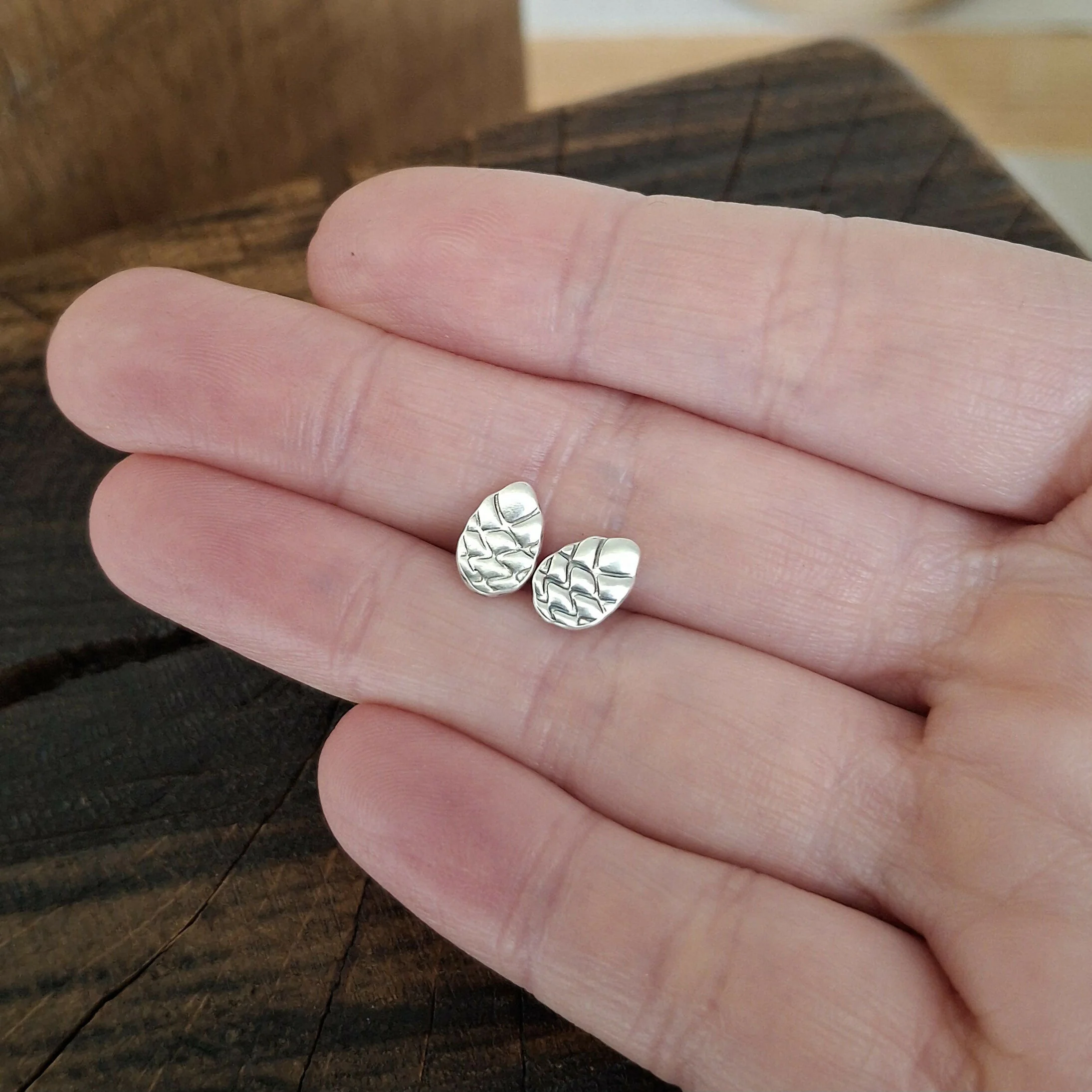 Handmade Silver Pinecone Studs - Image 4