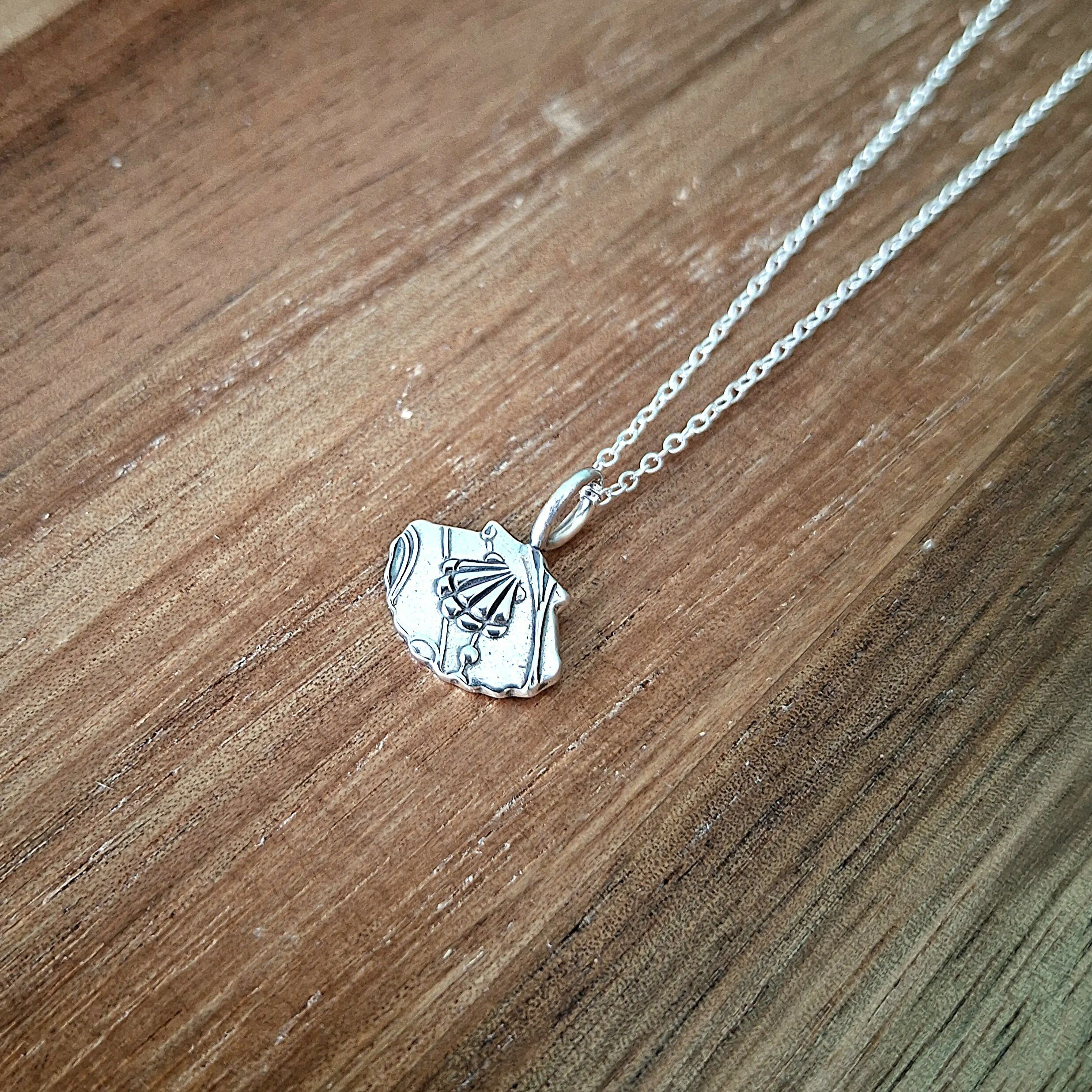 Handmade Silver Scallop Shell Charm Necklace