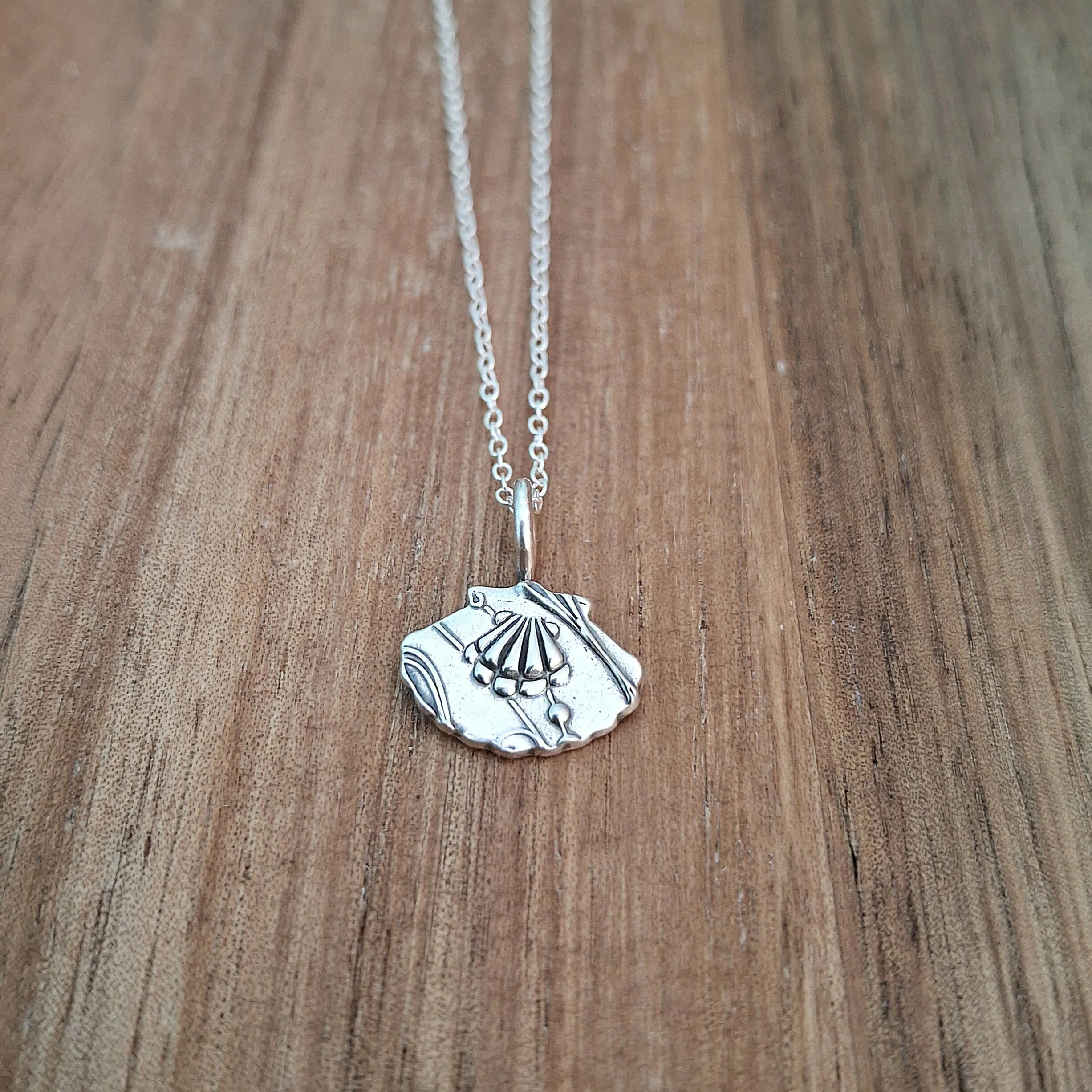Handmade Silver Scallop Shell Charm Necklace - Image 2