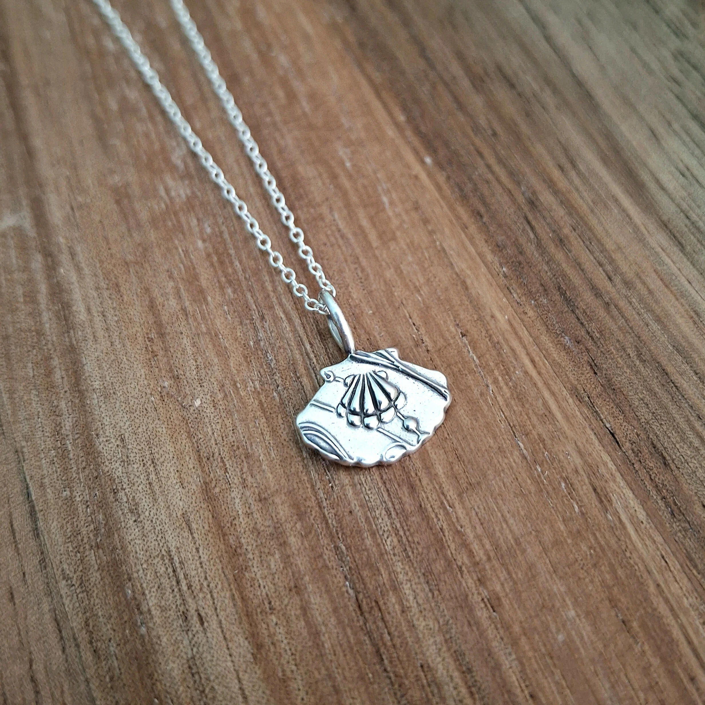 Handmade Silver Scallop Shell Charm Necklace - Image 3
