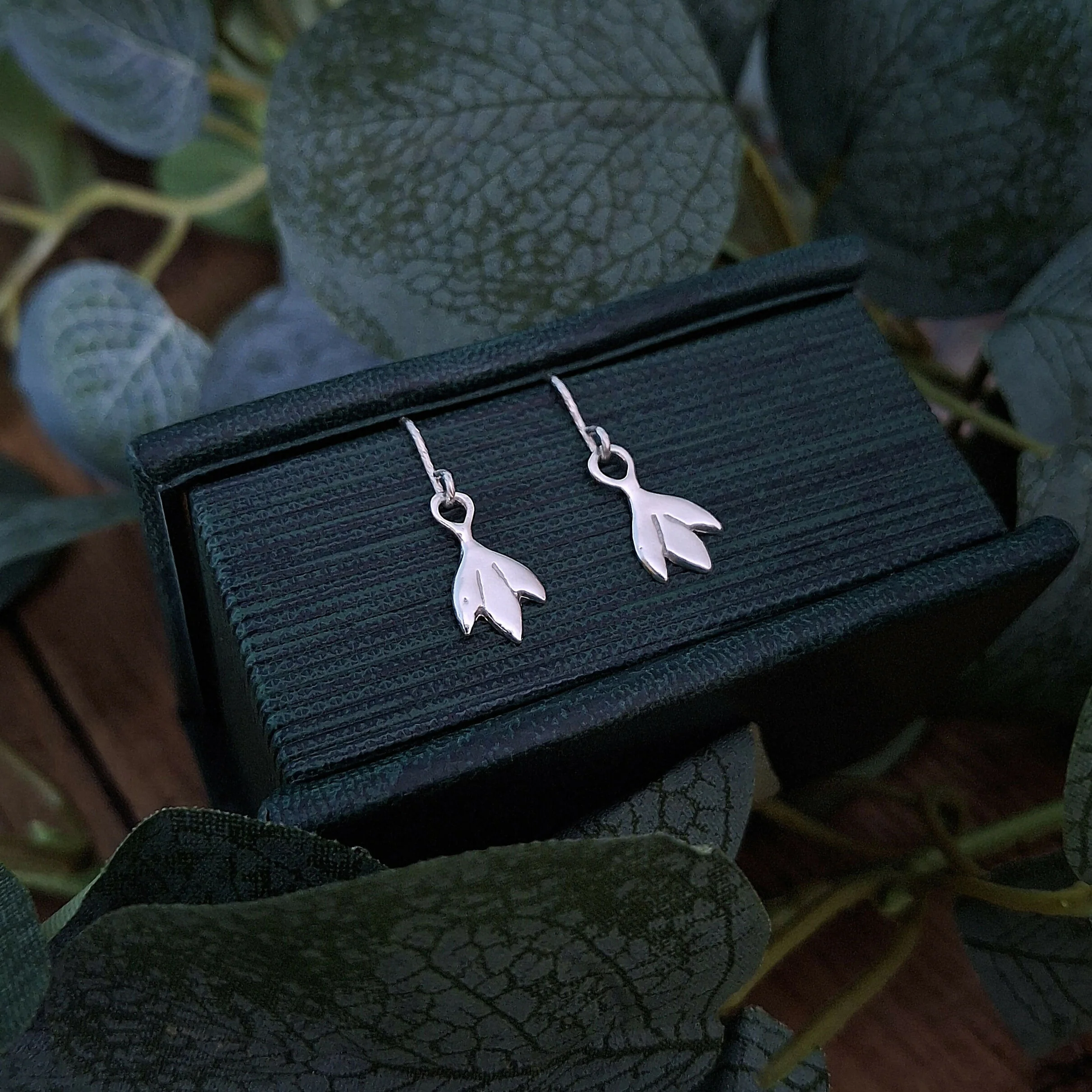 Handmade Silver Snowdrop Earrings Small - Image 2