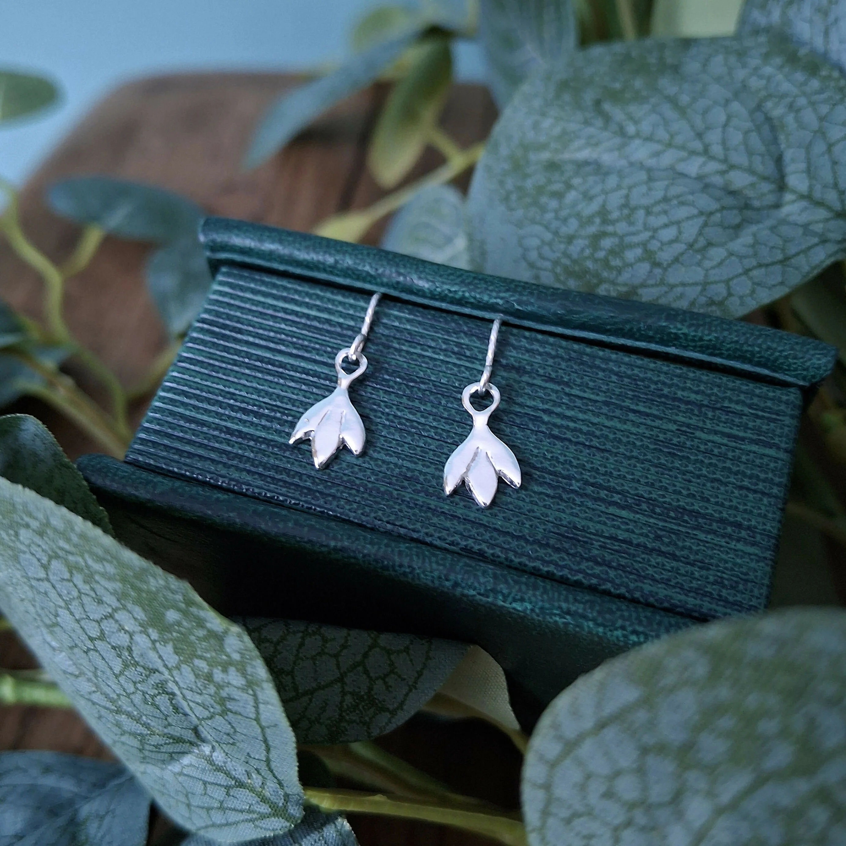 Handmade Silver Snowdrop Earrings Small - Image 3