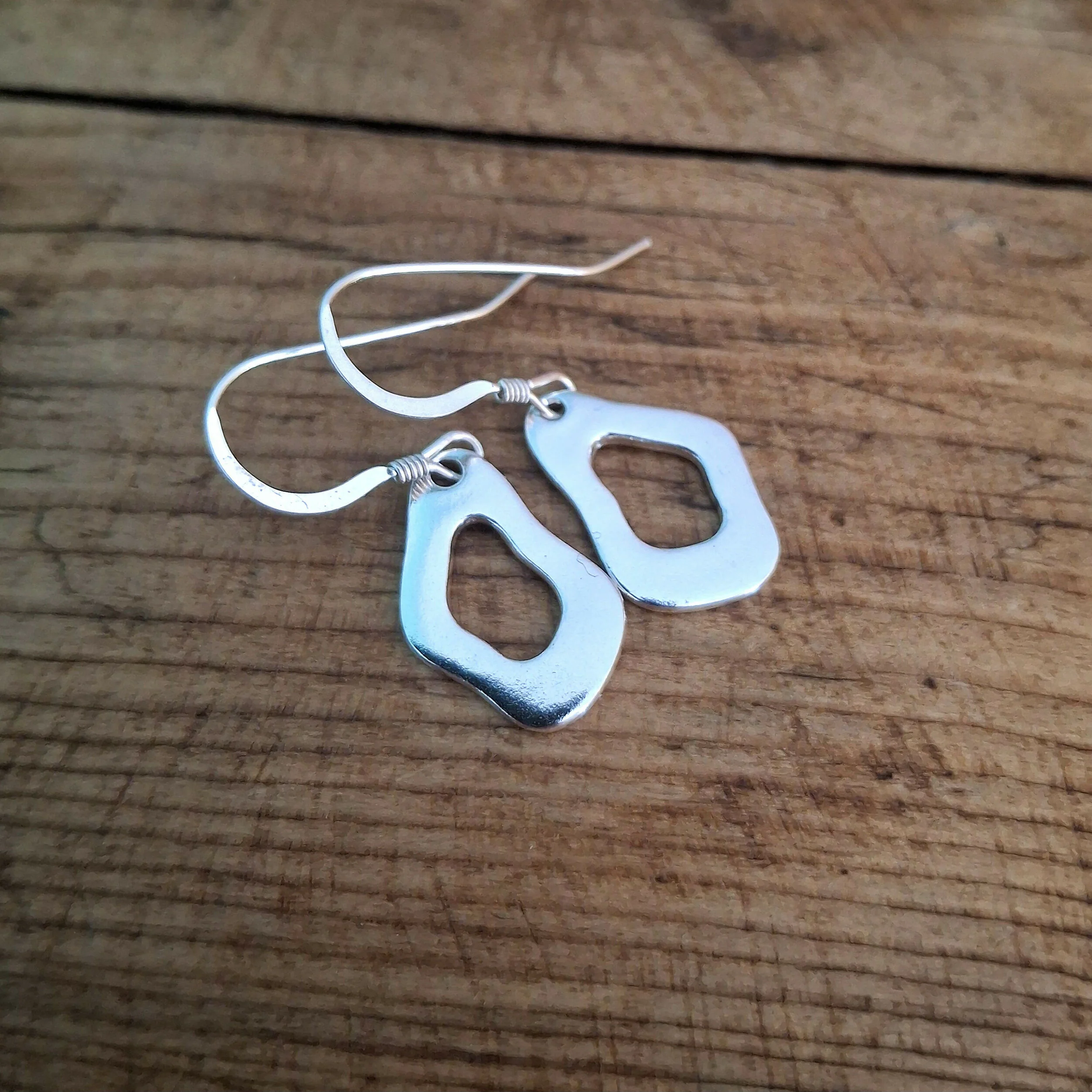 Handmade Silver Squiggle Earrings - Image 3