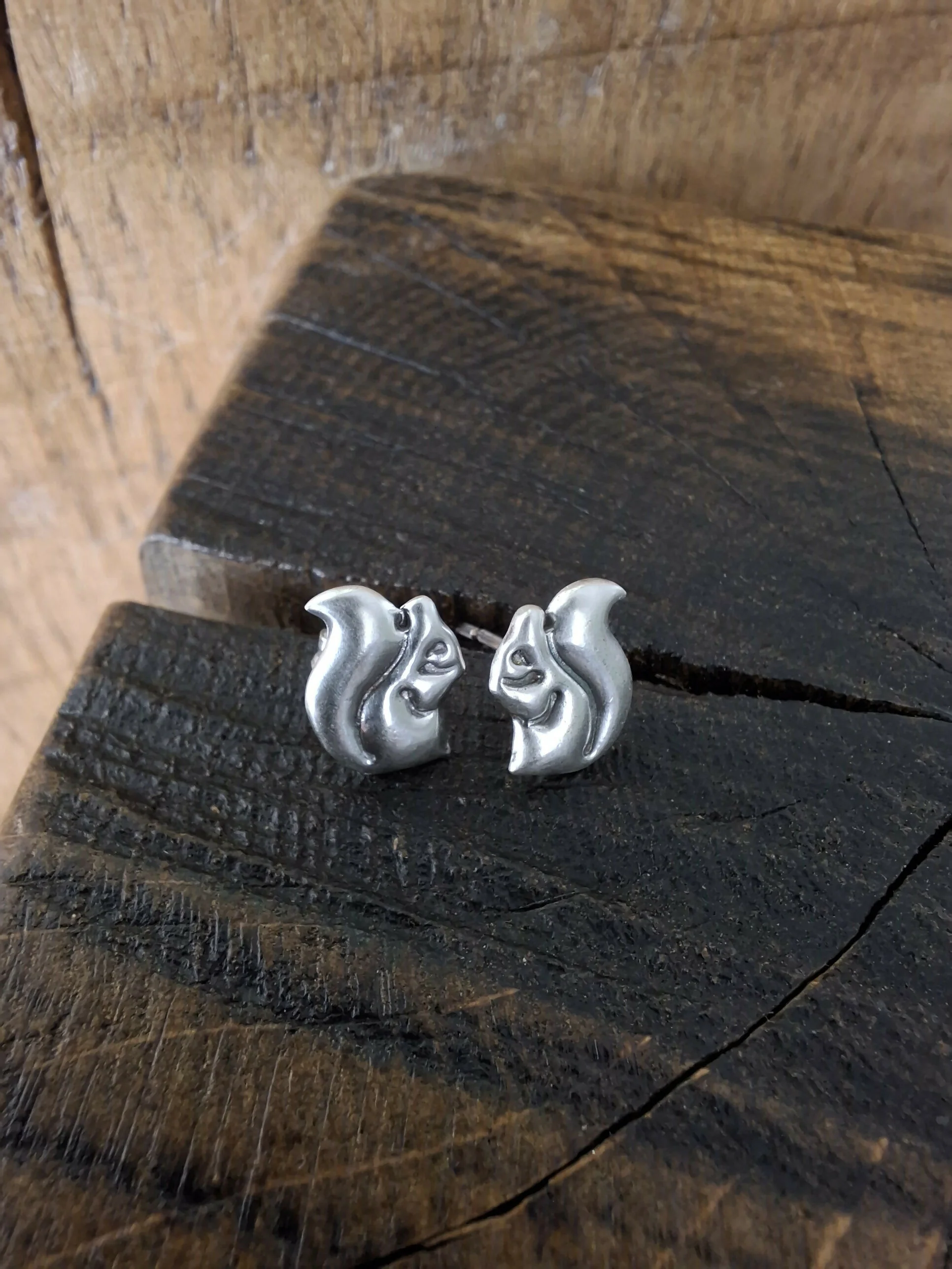 Handmade Silver Squirrel Studs - Image 2