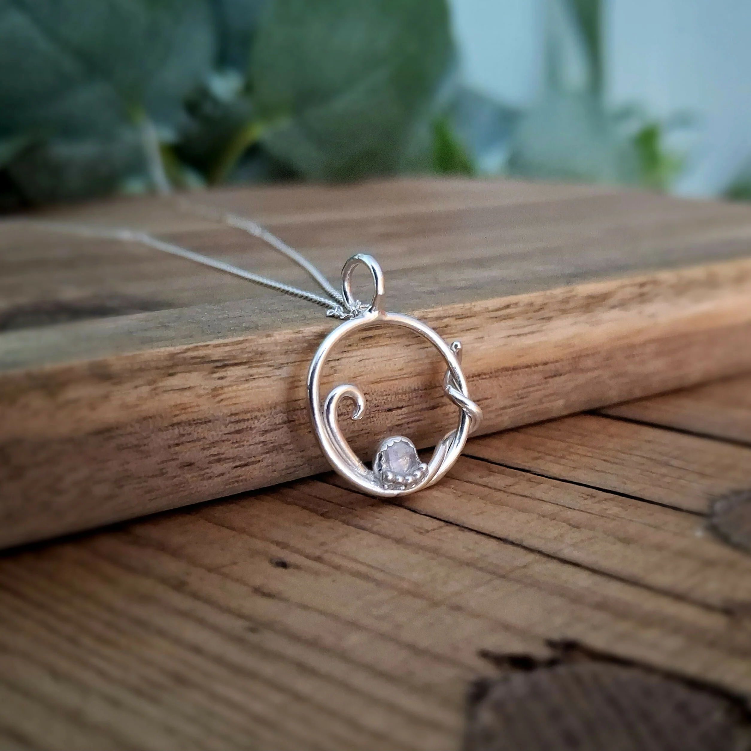 Handmade Silver Swirl Necklace With Moonstone - Image 2