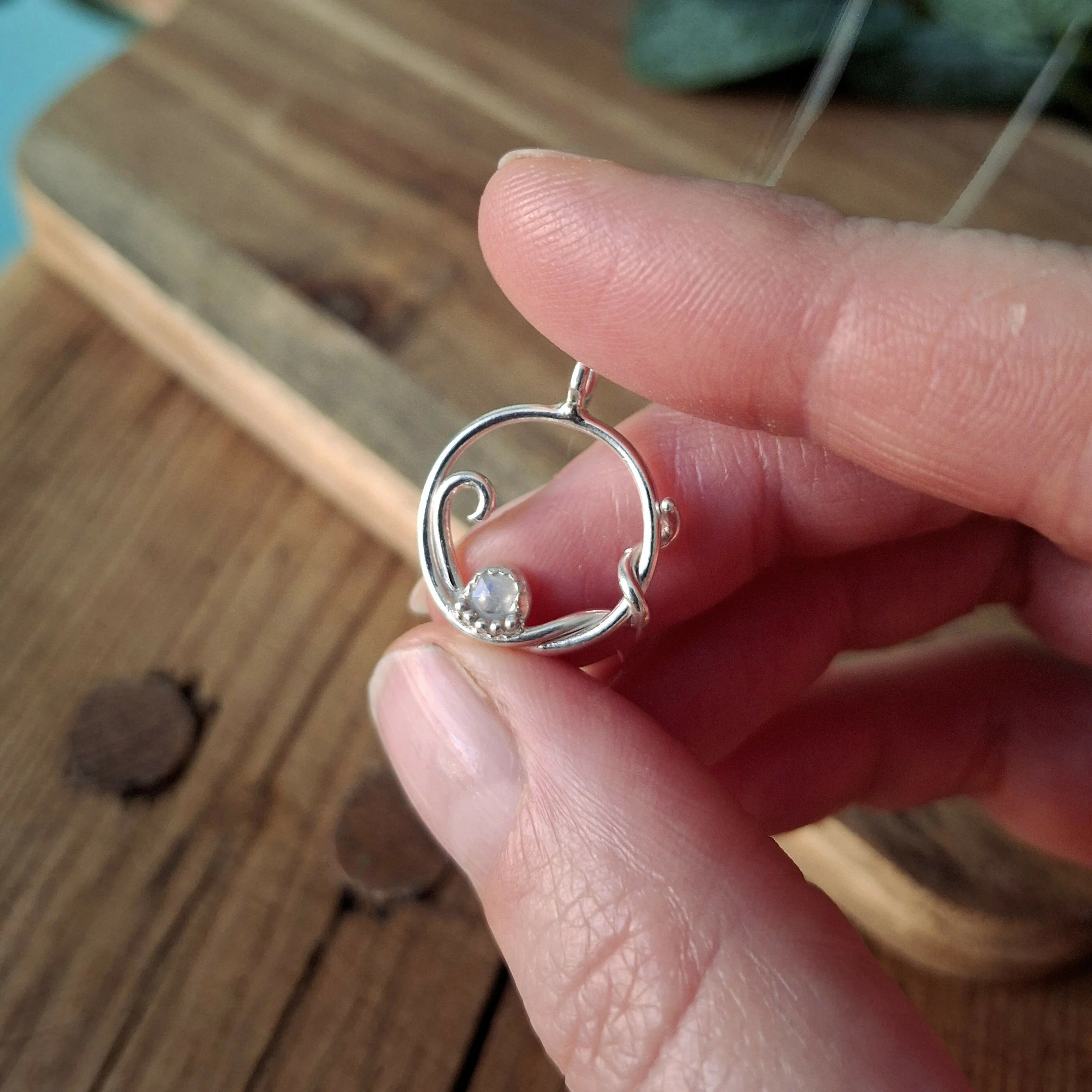 Handmade Silver Swirl Necklace With Moonstone - Image 3