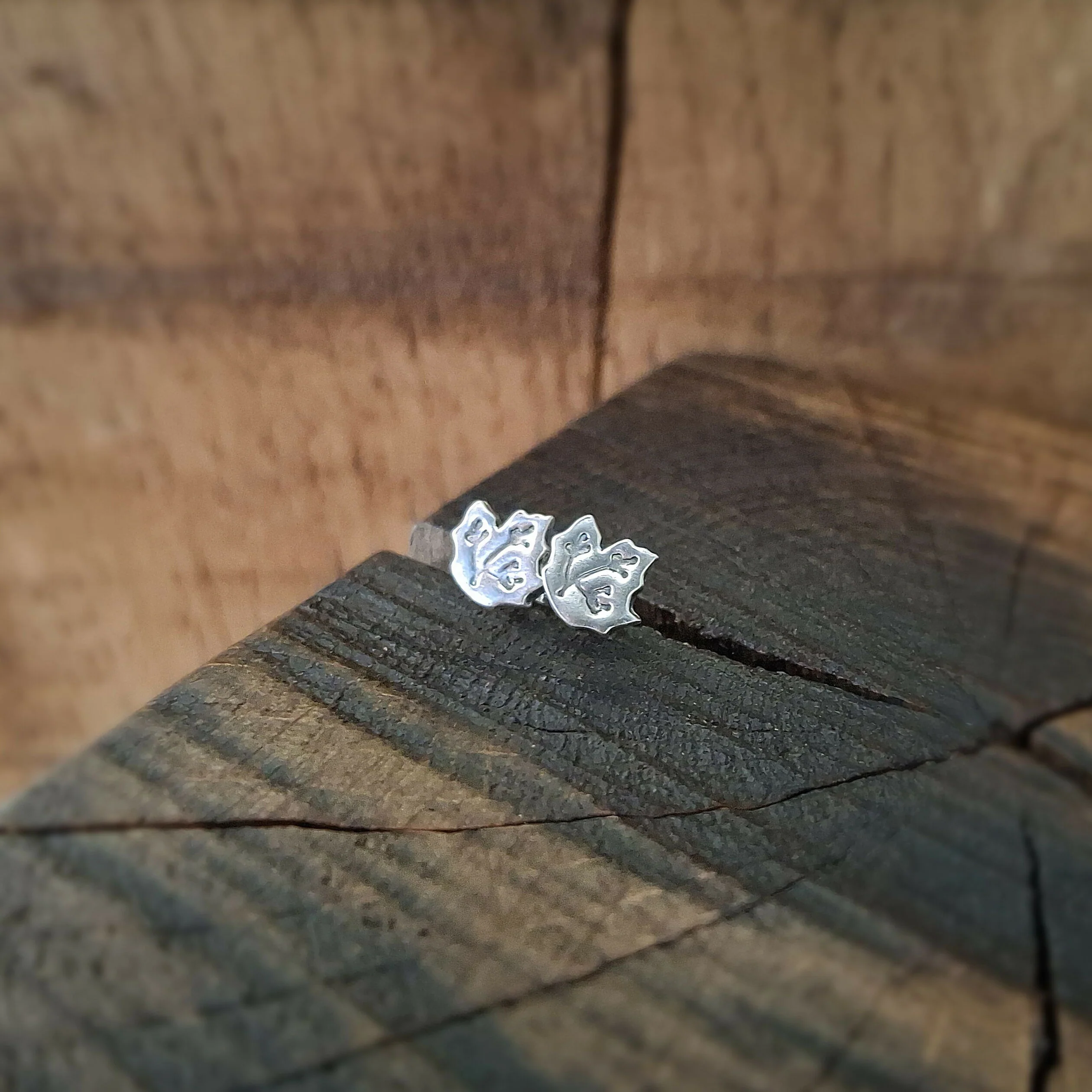 Handmade Silver Sycamore Leaf Studs - Image 3
