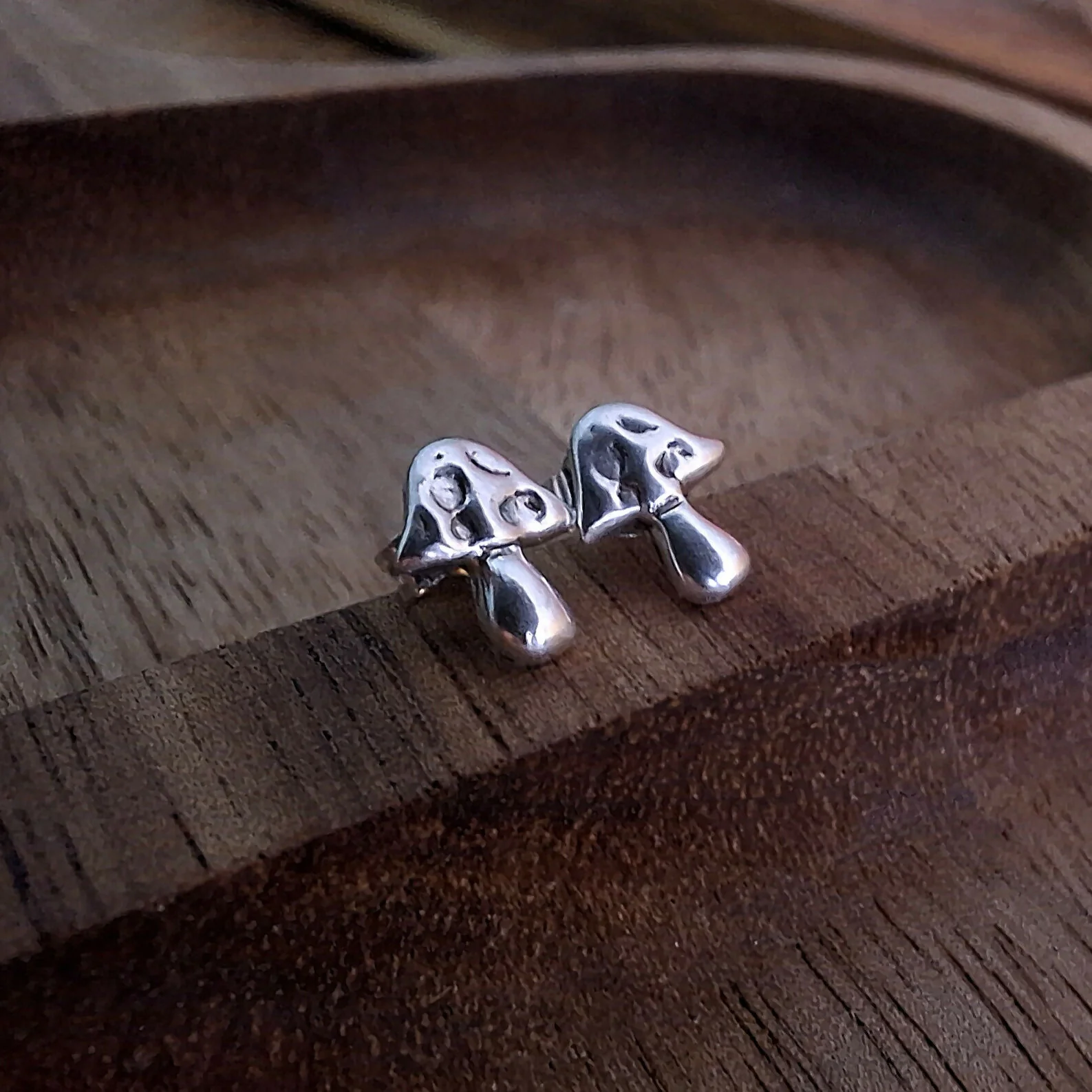 Handmade Silver Toadstool Studs - Image 2