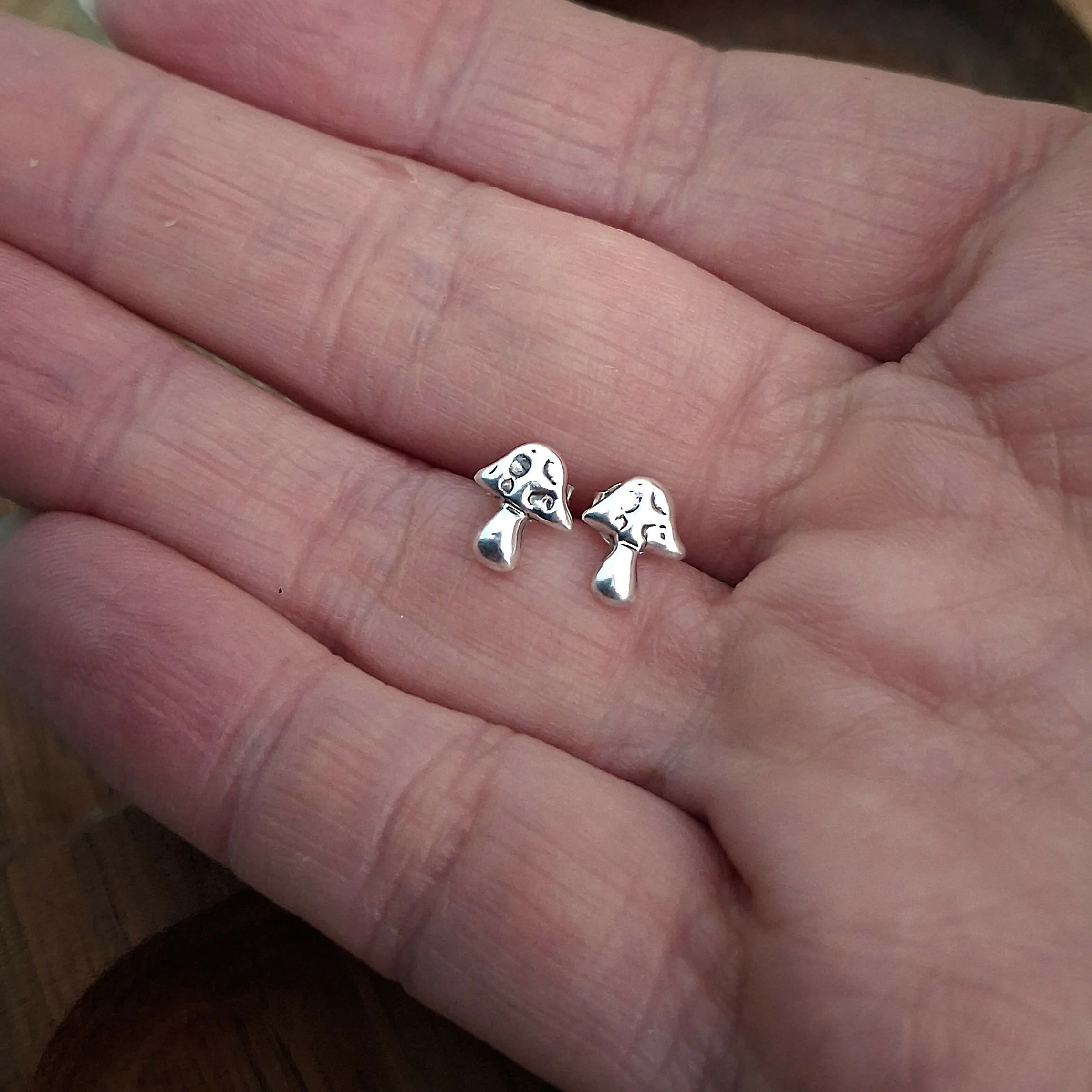 Handmade Silver Toadstool Studs - Image 3