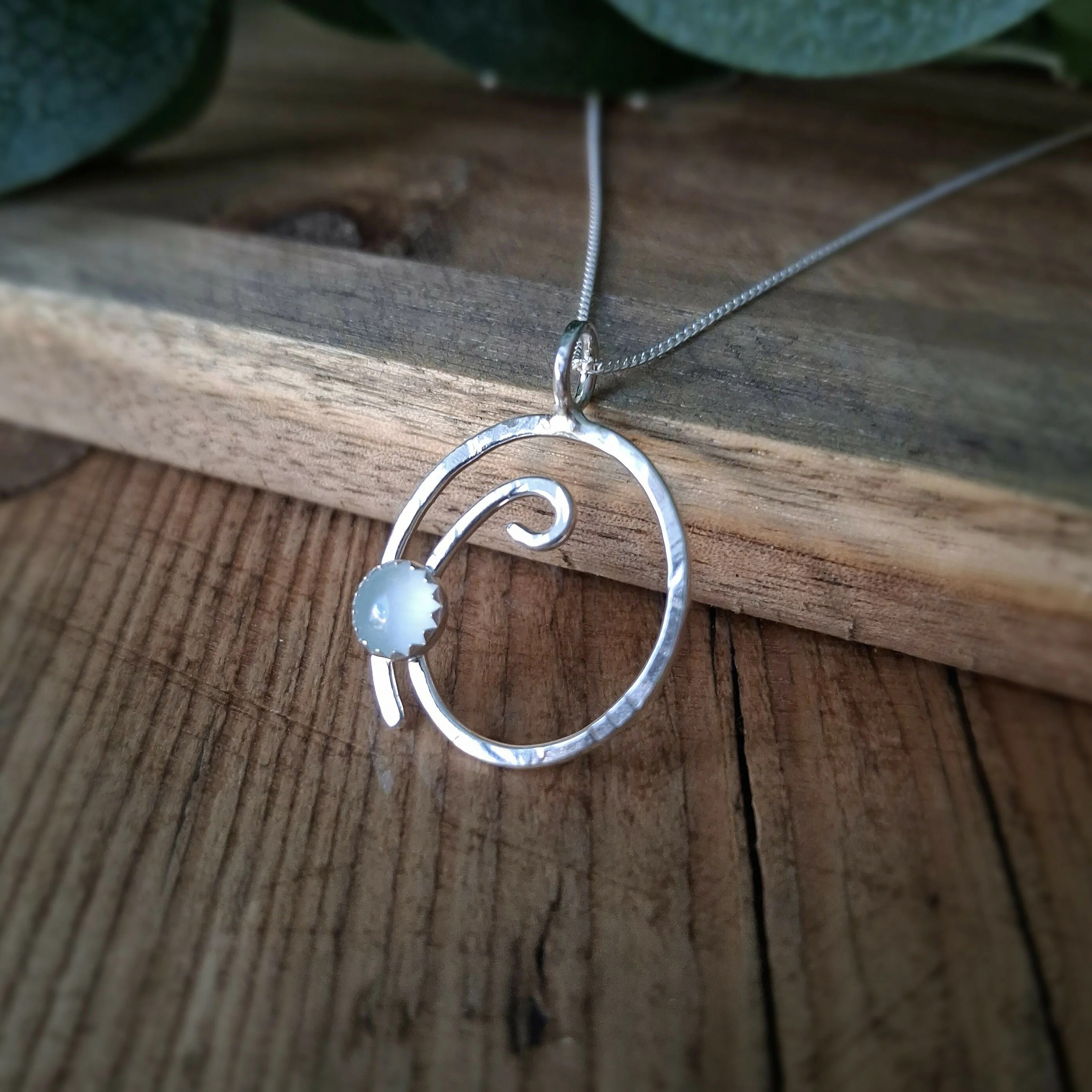 Handmade Silver Wave Necklace With Aquamarine 2 - Image 2