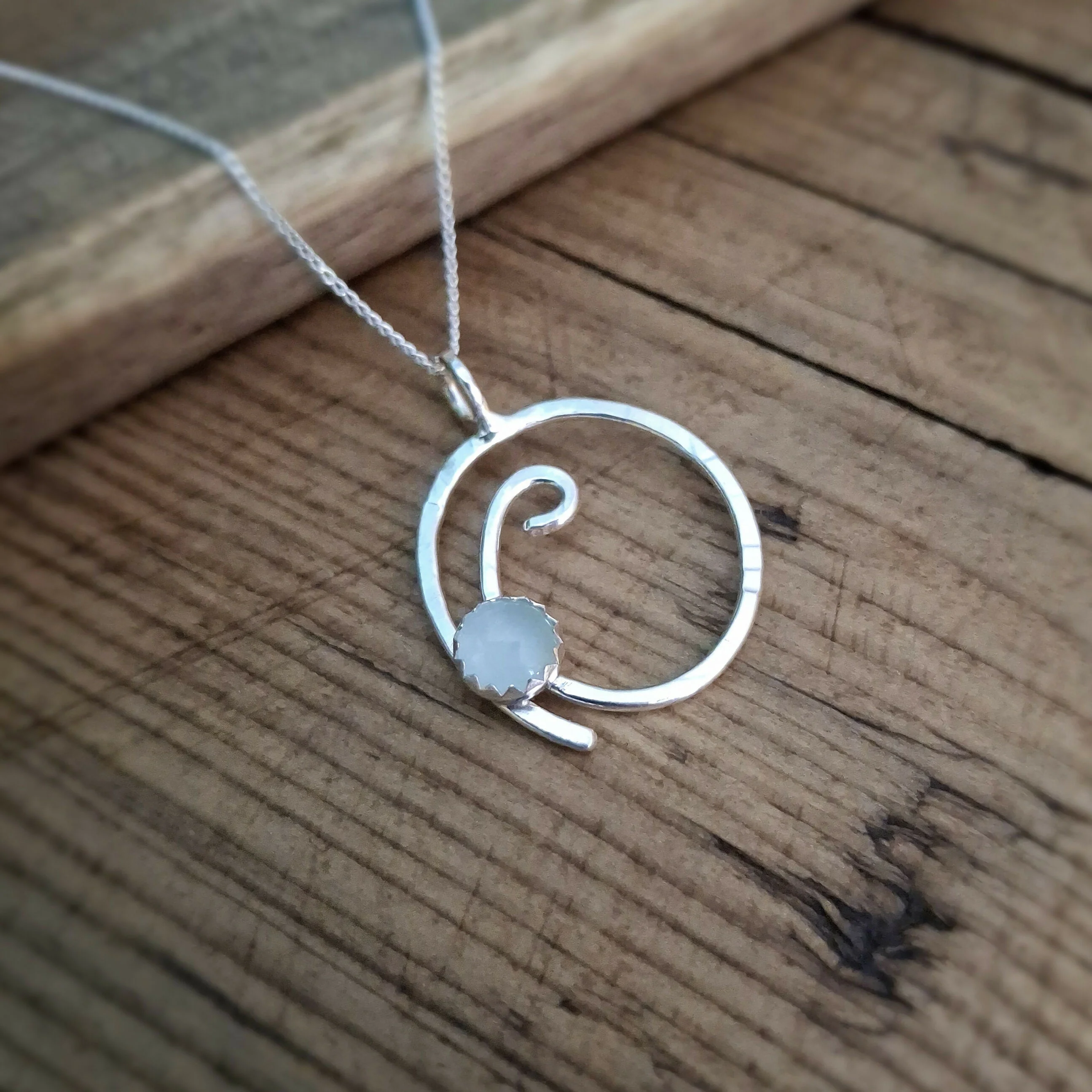 Handmade Silver Wave Necklace With Aquamarine 2 - Image 3
