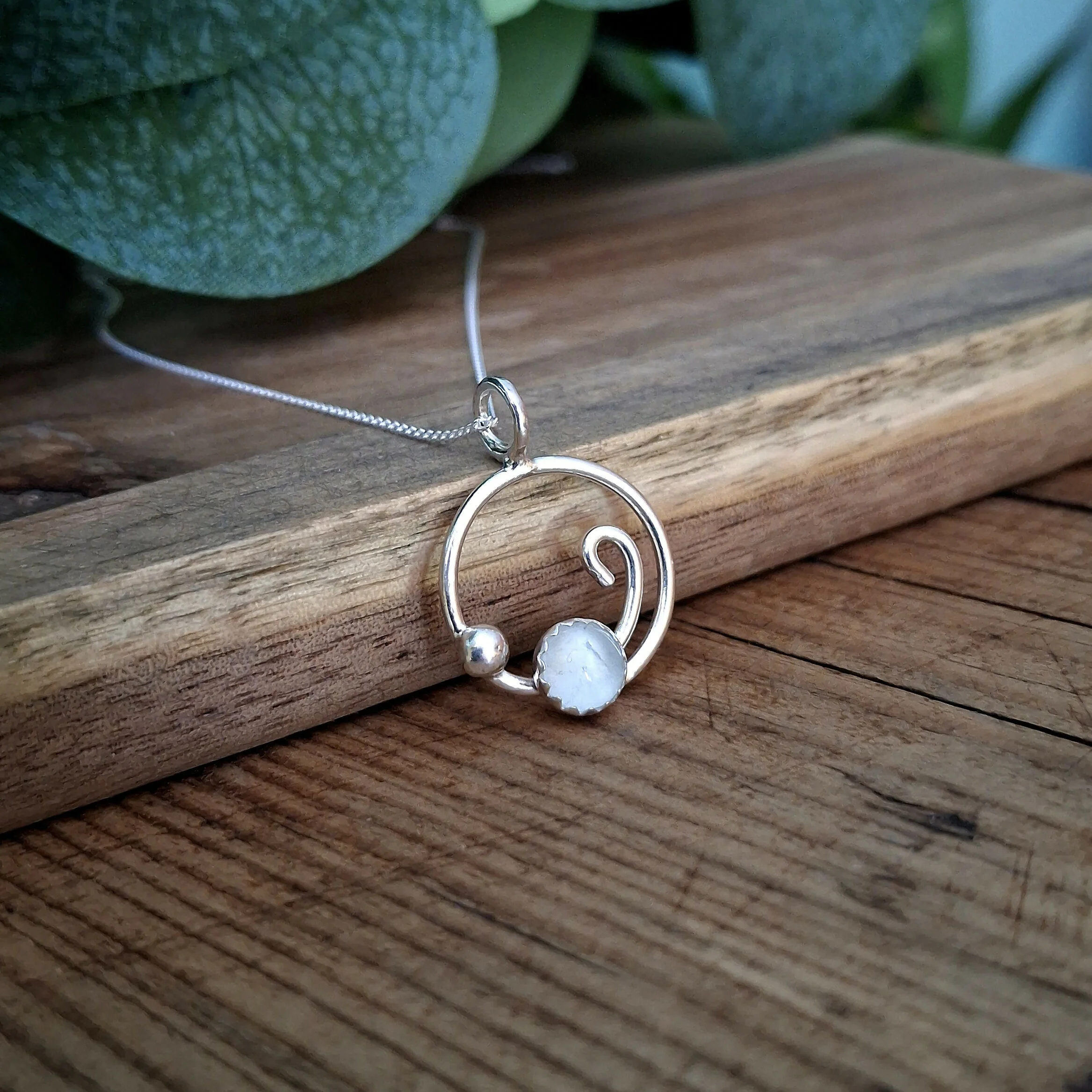 Handmade Silver Wave Necklace With Aquamarine - Image 2