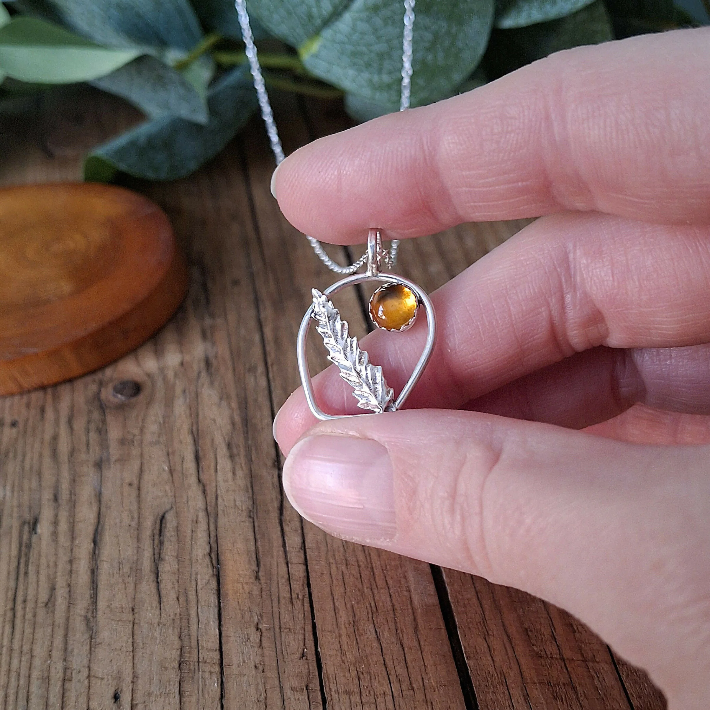 Handmade Wonky Silver Fern Leaf Frame Necklace - Image 5