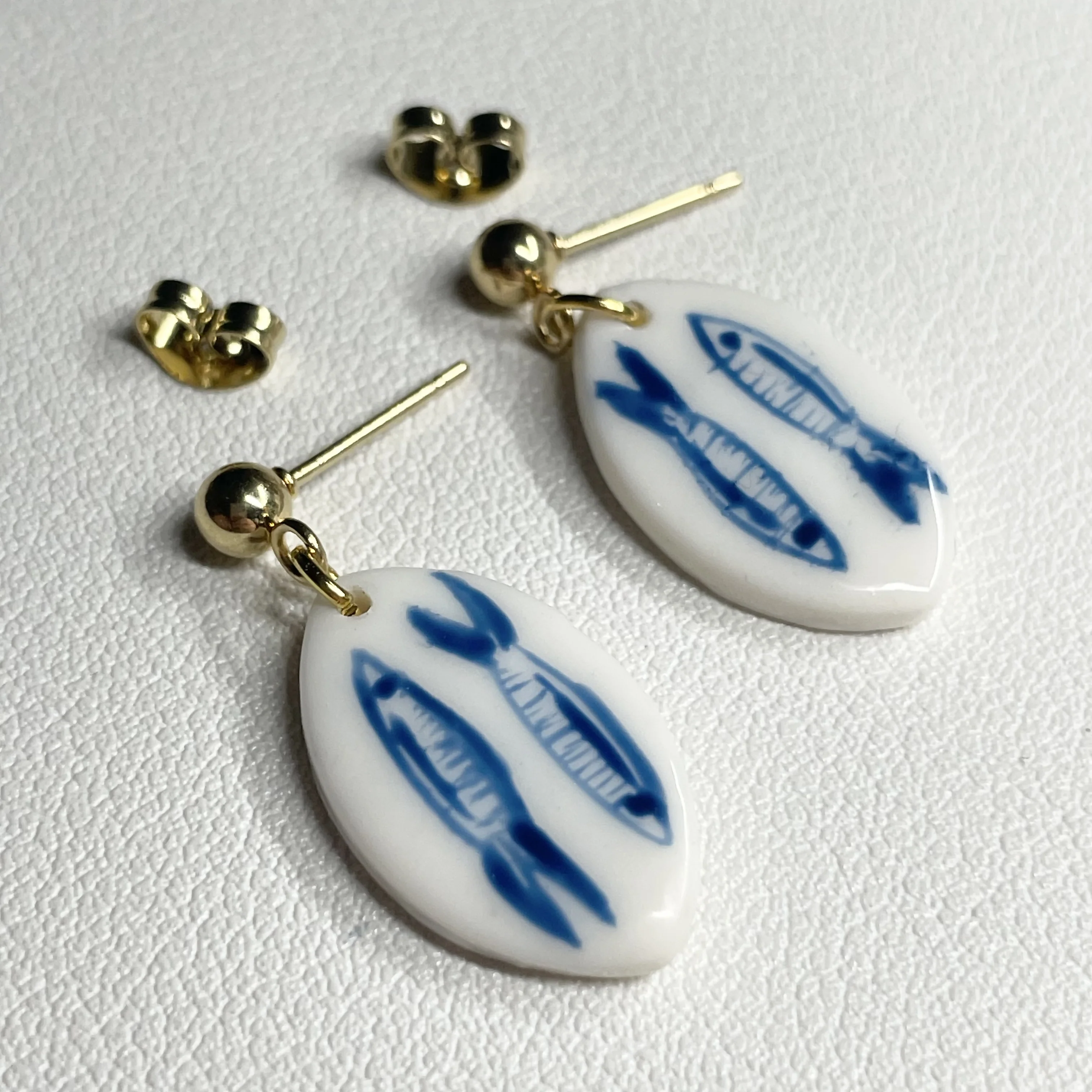 Handpainted Polymer Earrings With Gold Plated Fastenings - Image 4