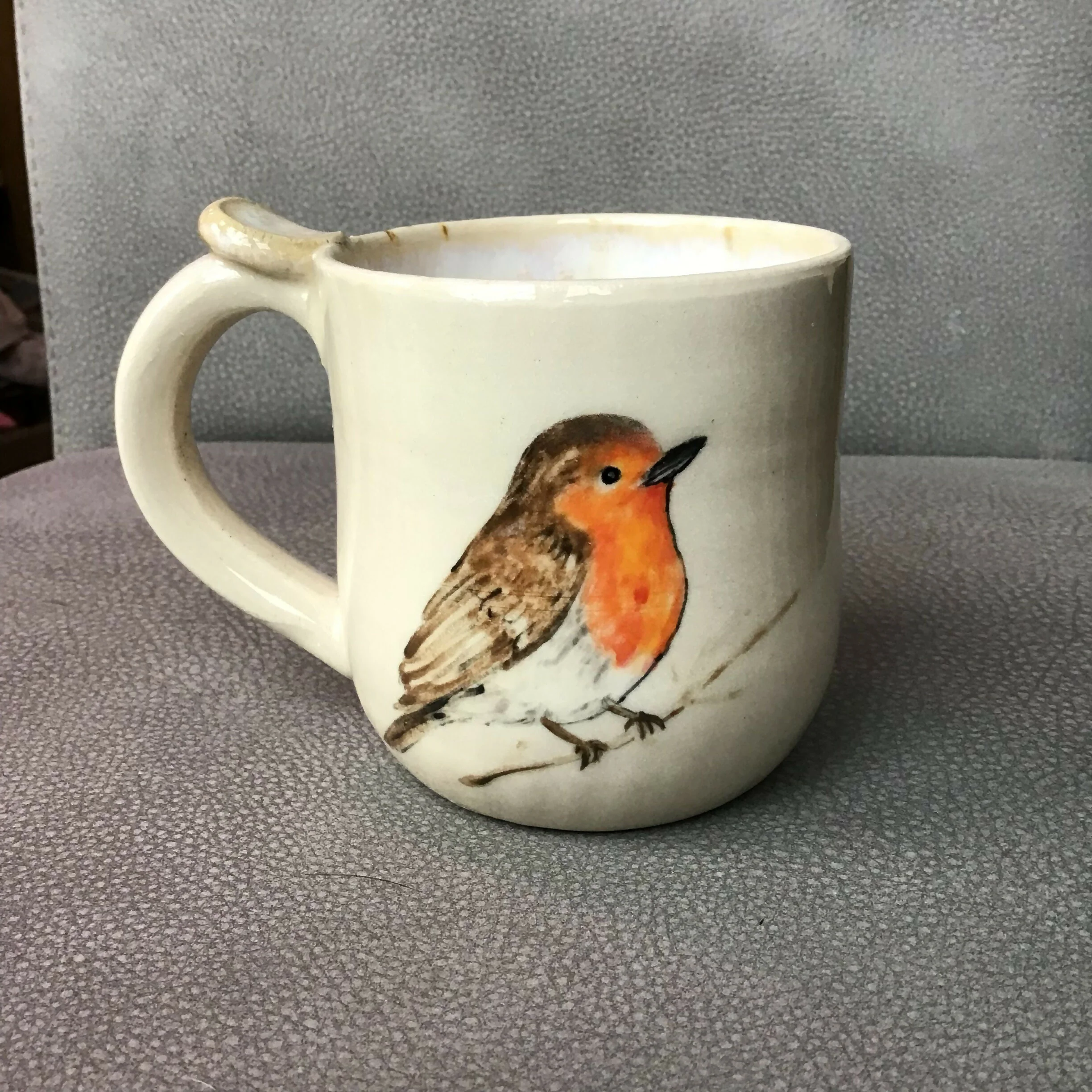 Handpainted Stoneware Animal Mug - Brown/Cream - Image 2