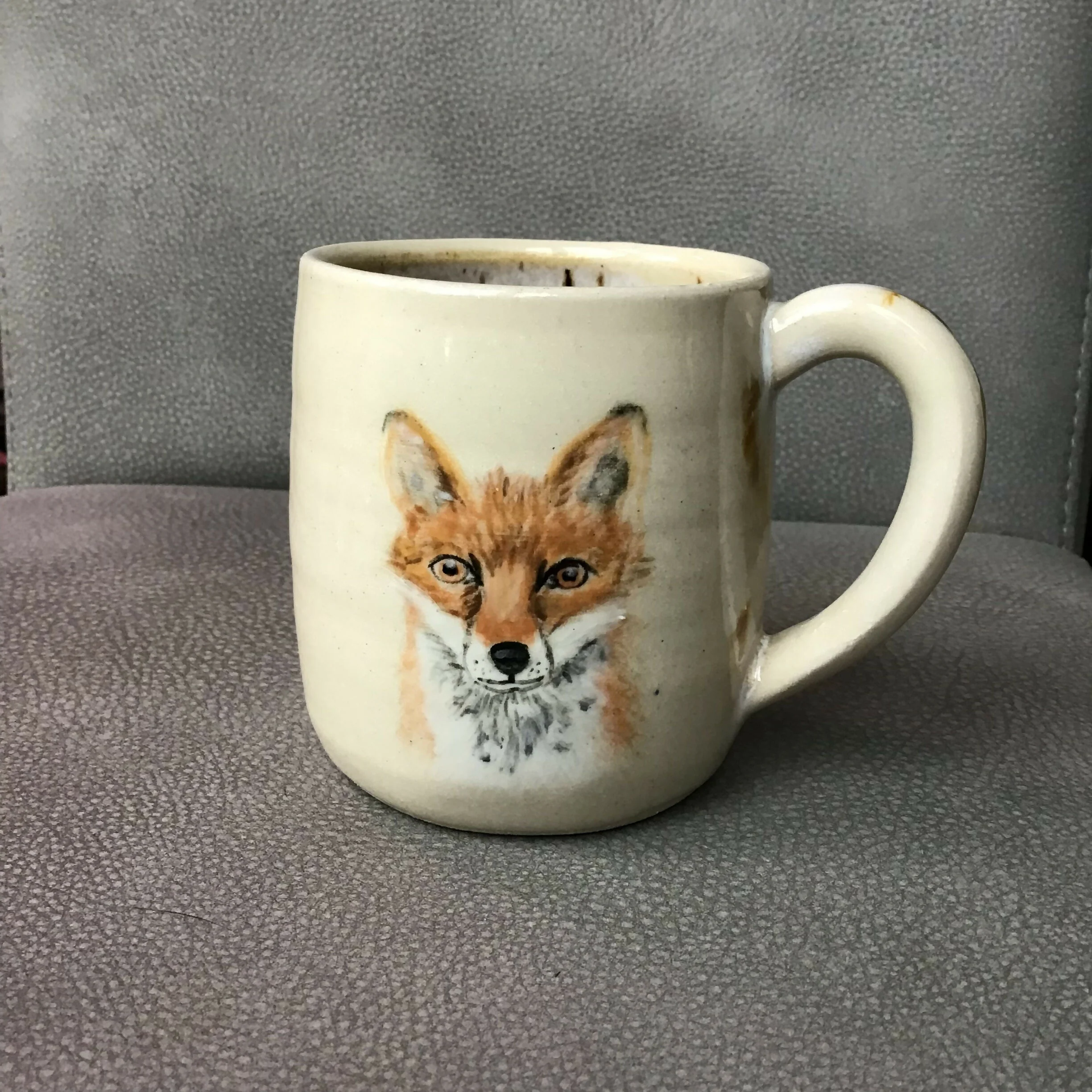 Handpainted Stoneware Animal Mug - Brown/Cream - Image 3