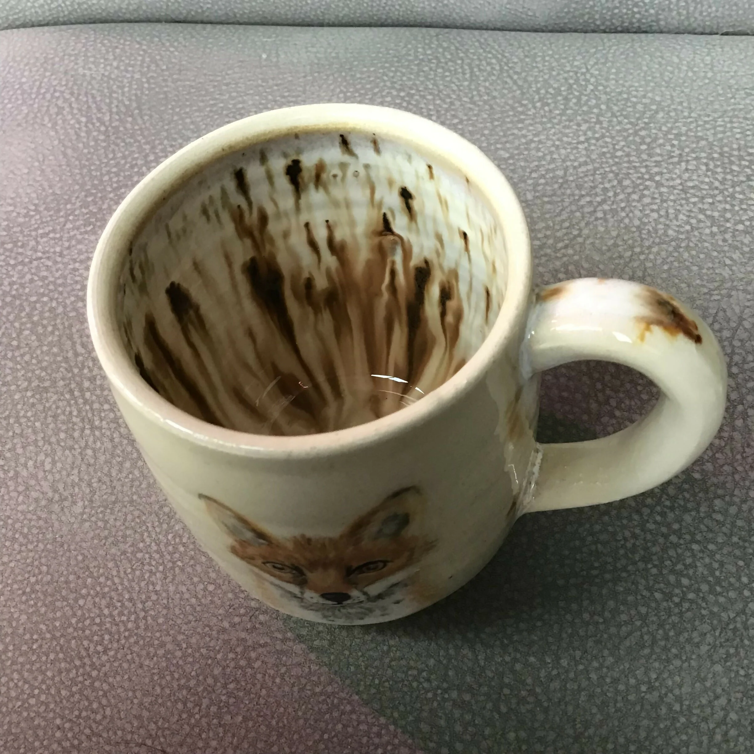 Handpainted Stoneware Animal Mug - Brown/Cream - Image 4
