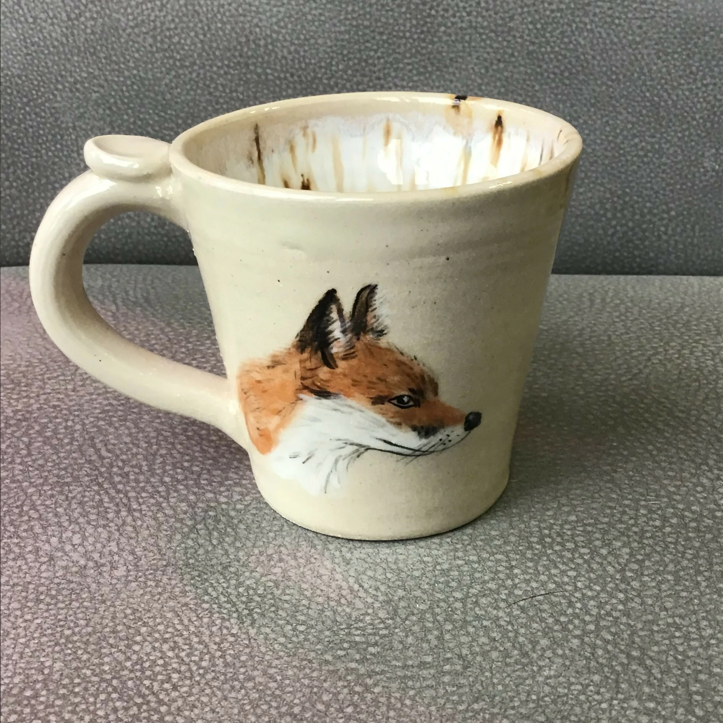 Handpainted Stoneware Animal Mug - Brown/Cream - Image 7