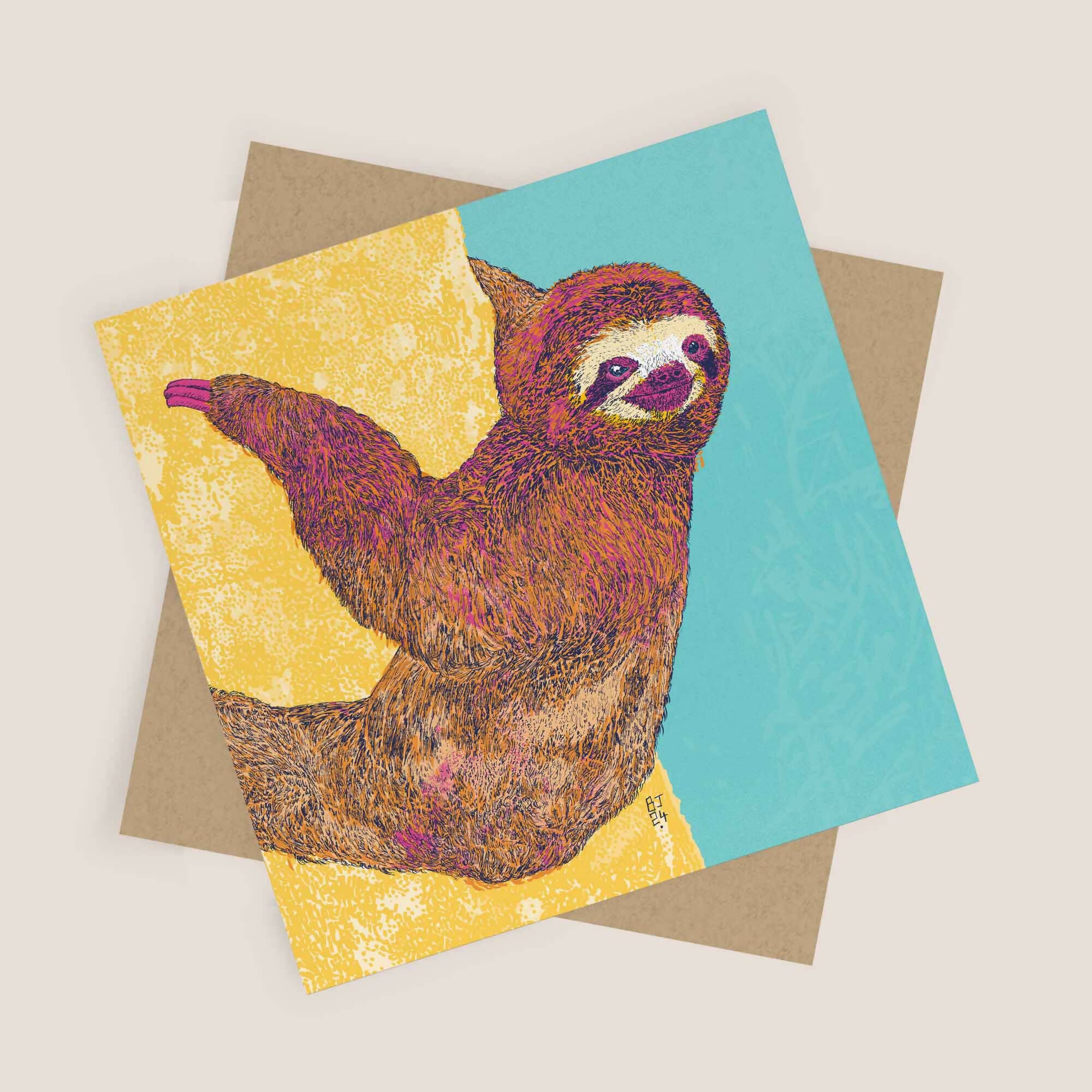 Happy Sloth - Greeting Card - Image 2