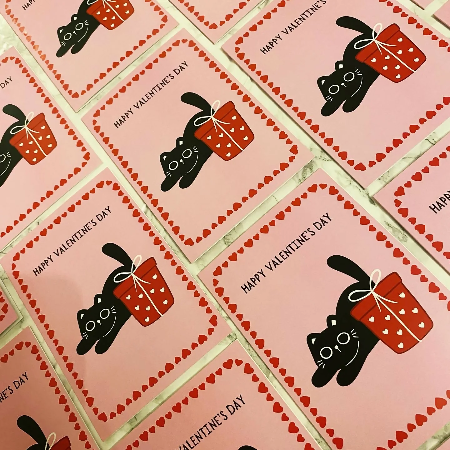 Happy Valentine's Day Black Cat Card