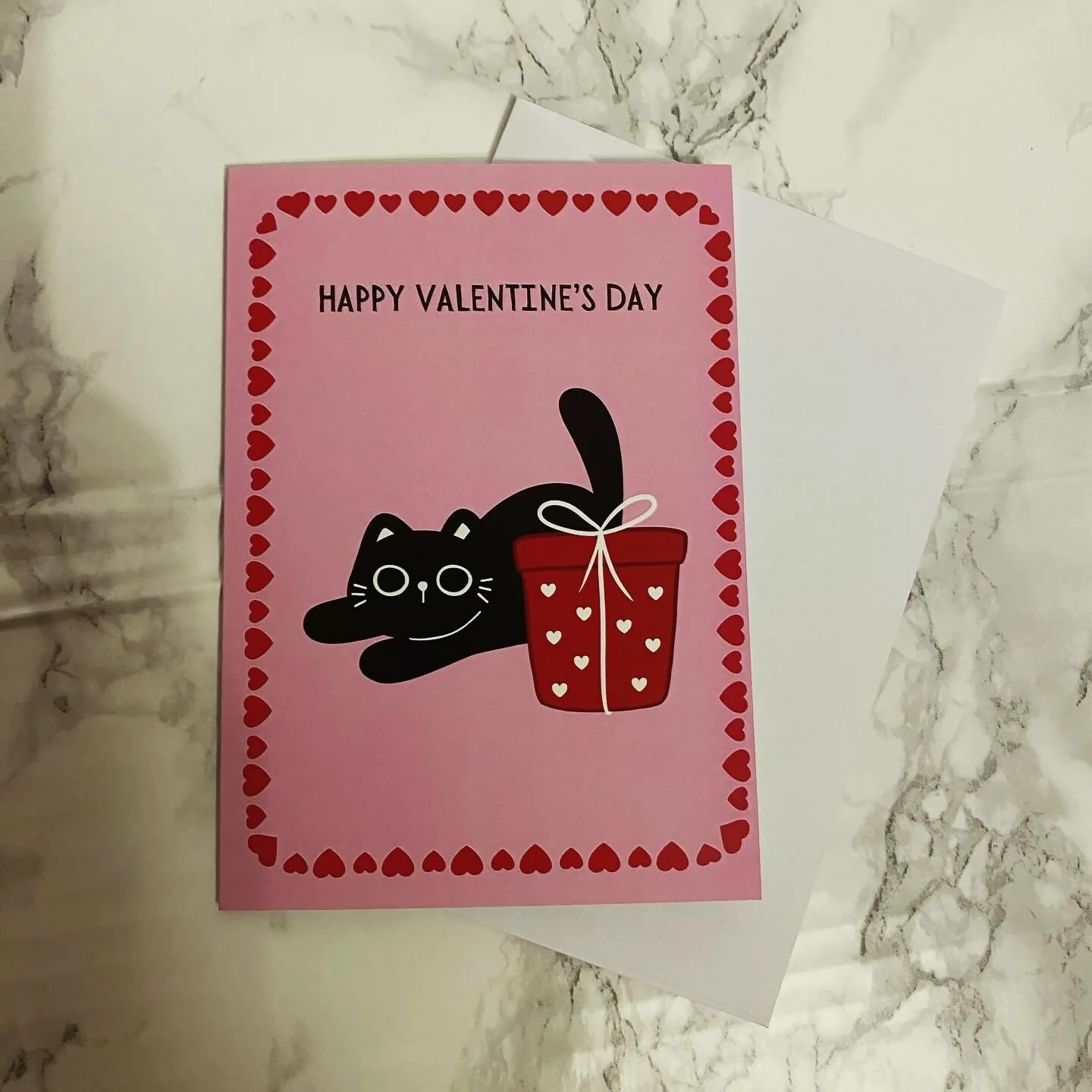Happy Valentine's Day Black Cat Card - Image 2