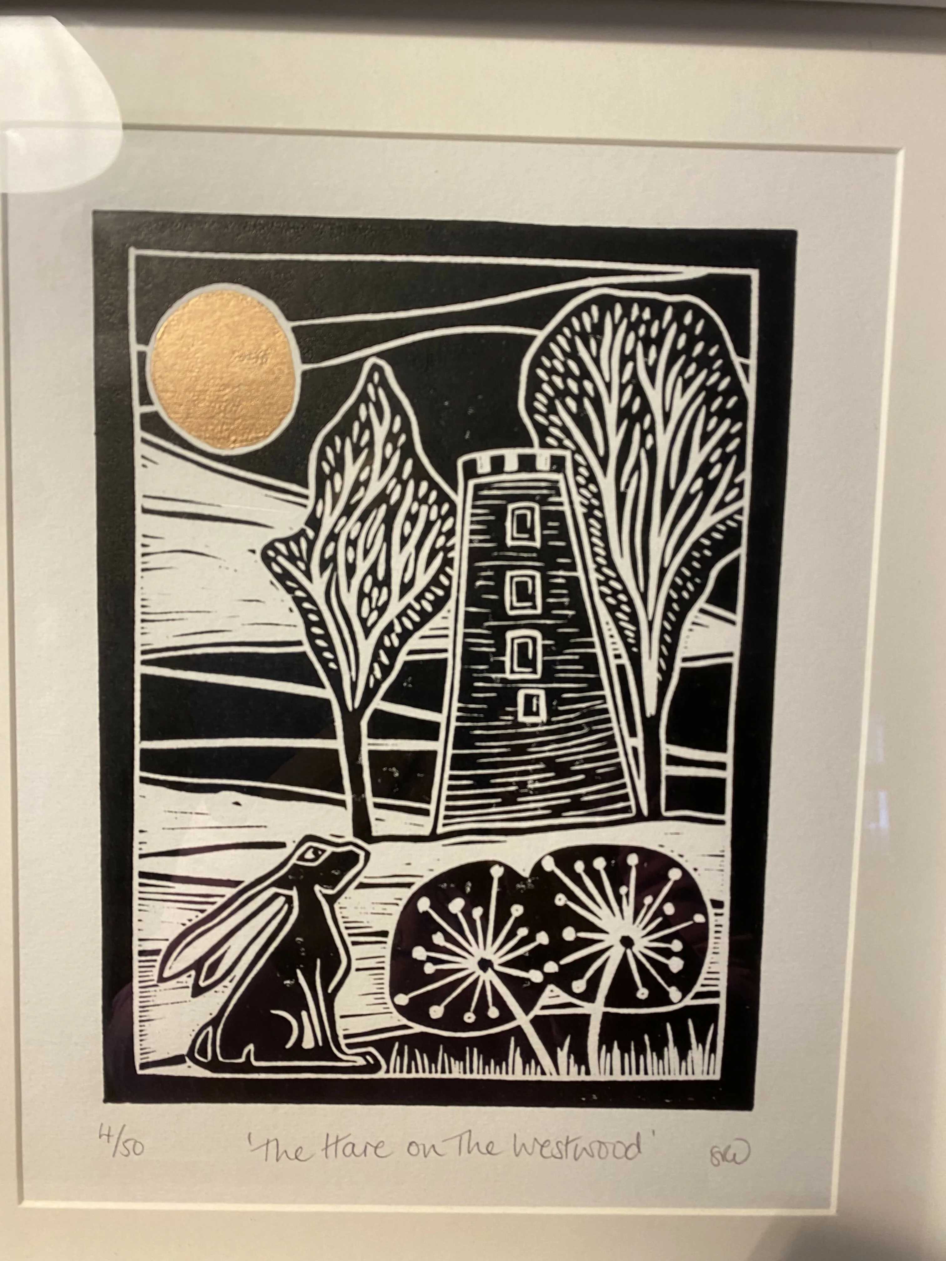 Hare on the Westwood Framed Lino Cut Print - Image 4