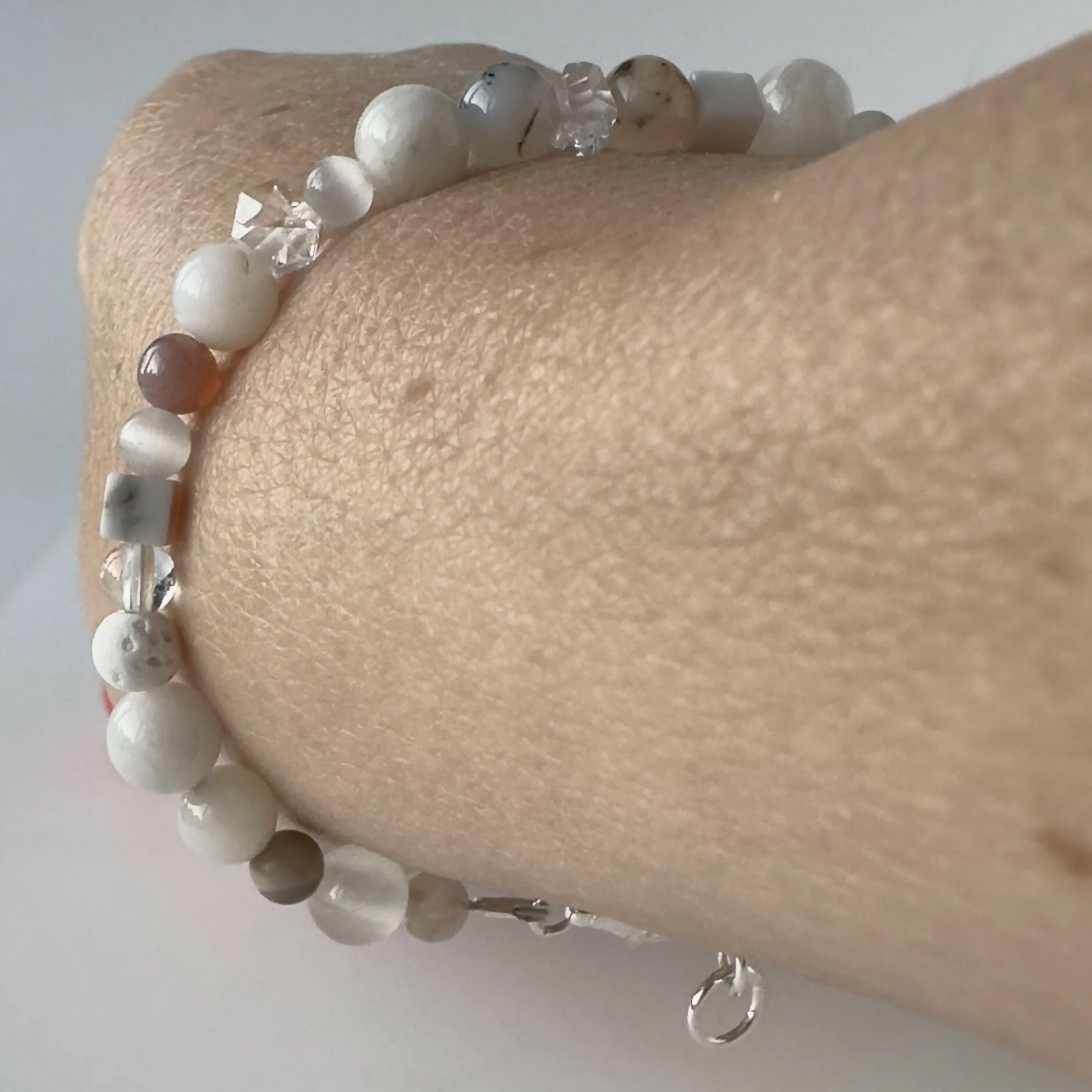 HEALING CRYSTAL & STERLING SILVER CROWN CHAKRA BRACELET WITH AROMATHERAPY BEADS - Image 6
