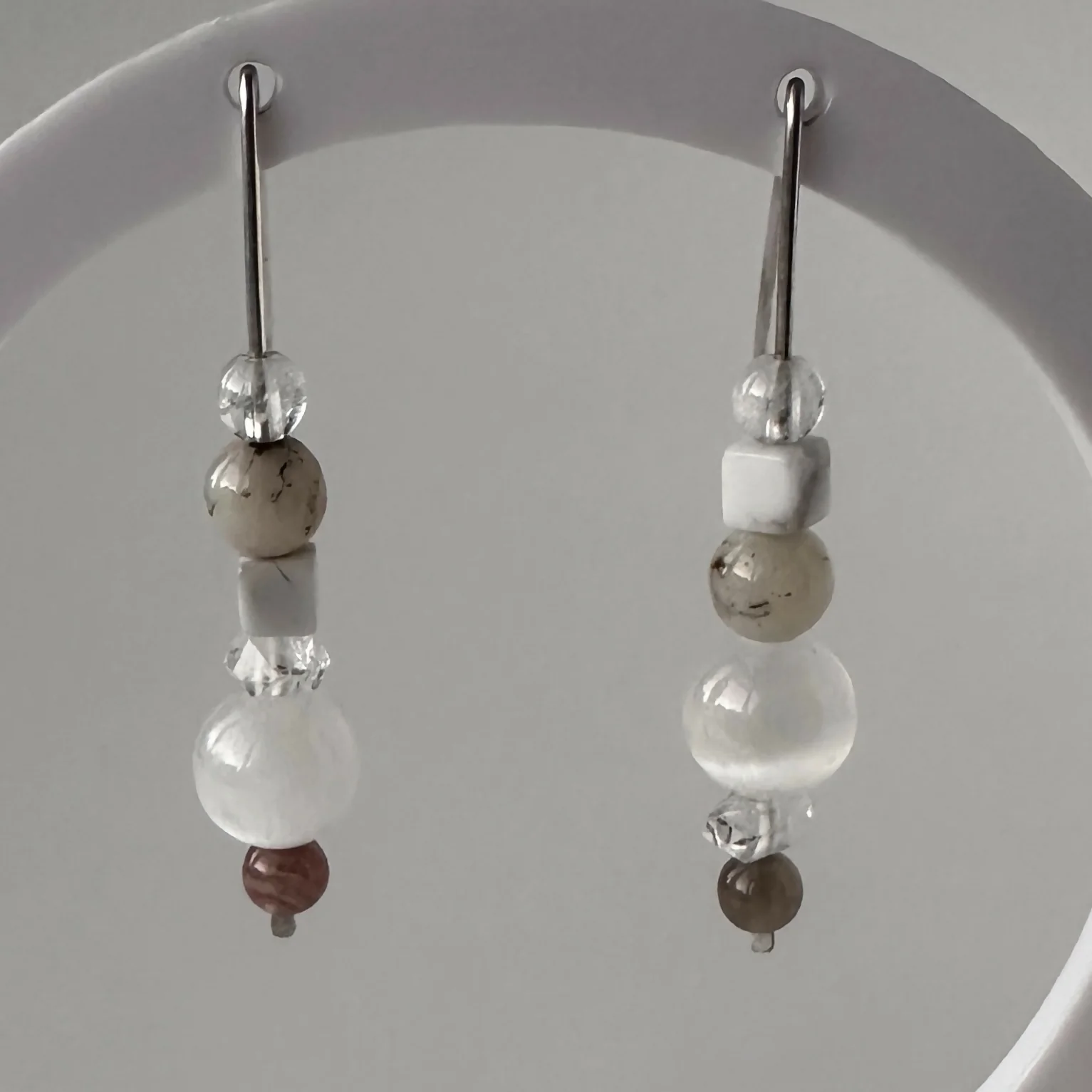 HEALING CRYSTAL & STERLING SILVER CROWN CHAKRA EARRINGS