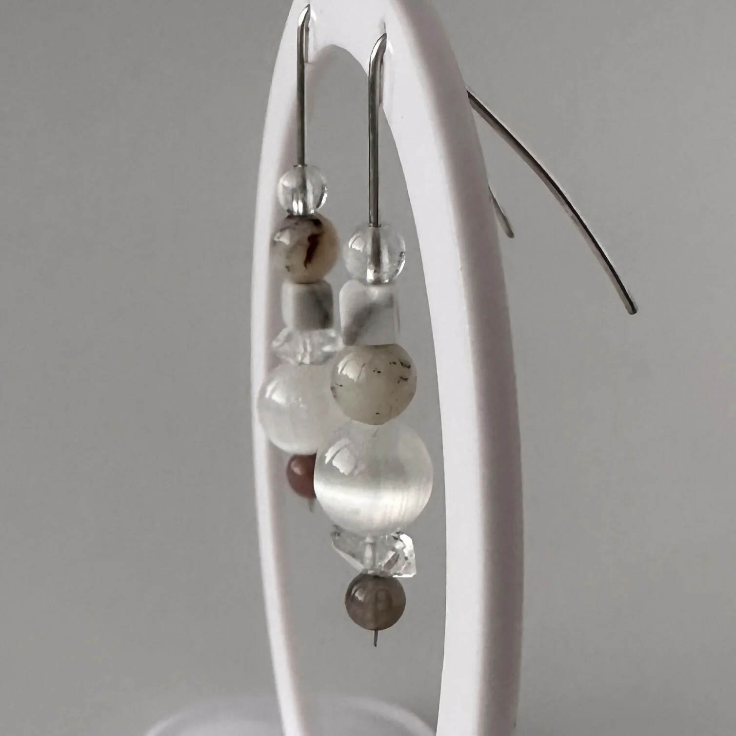 HEALING CRYSTAL & STERLING SILVER CROWN CHAKRA EARRINGS - Image 3
