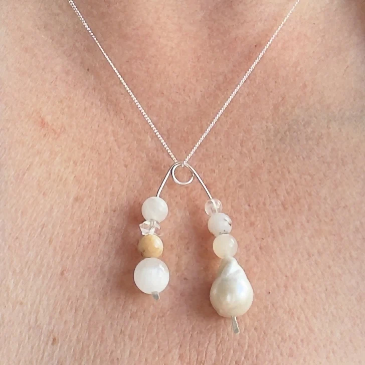 HEALING CRYSTAL & STERLING SILVER CROWN CHAKRA PENDANT WITH BAROQUE PEARL AND 18” CHAIN - Image 7