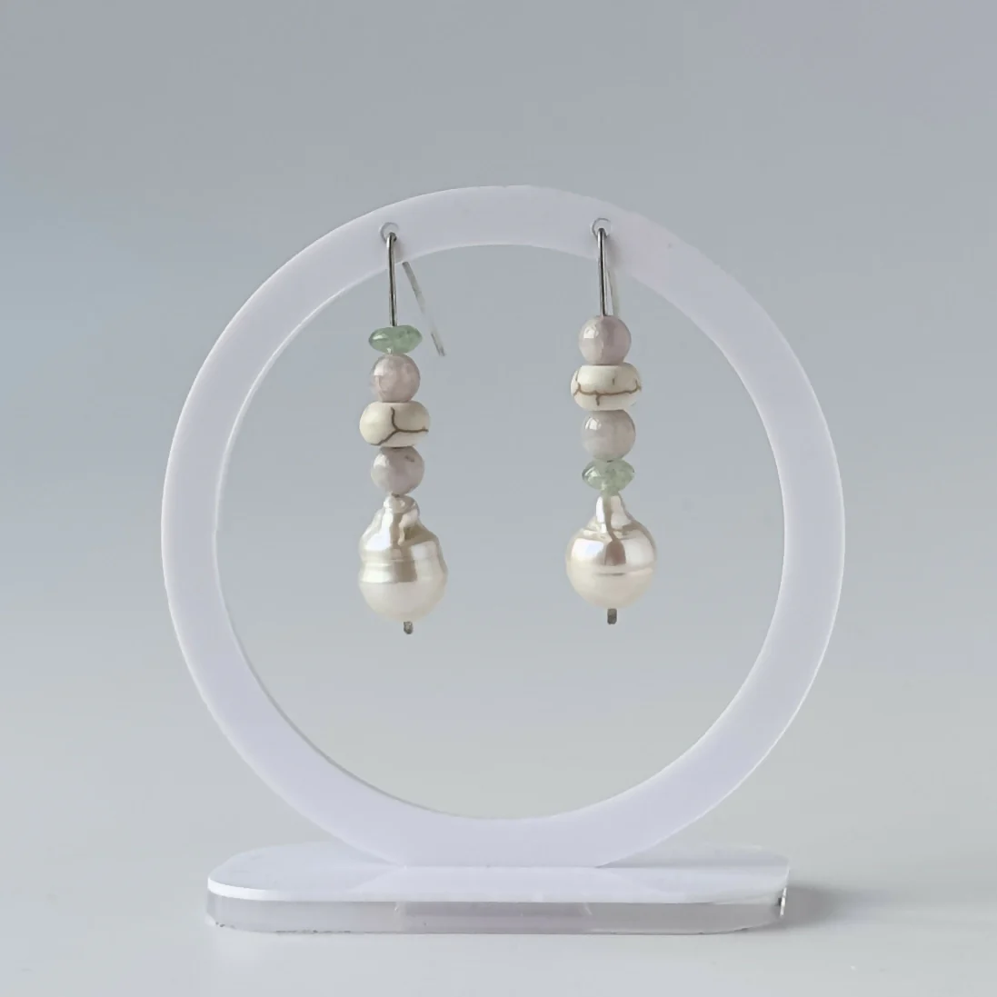 HEALING CRYSTAL & STERLING SILVER EARRINGS WITH BAROQUE PEARLS TO HELP WITH ANXIETY - Image 2