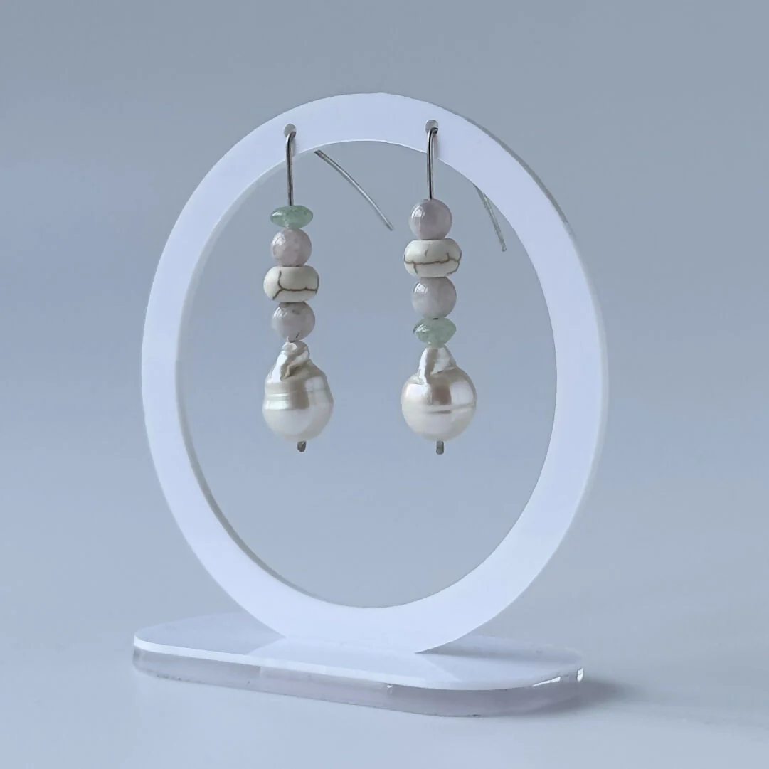 HEALING CRYSTAL & STERLING SILVER EARRINGS WITH BAROQUE PEARLS TO HELP WITH ANXIETY - Image 3