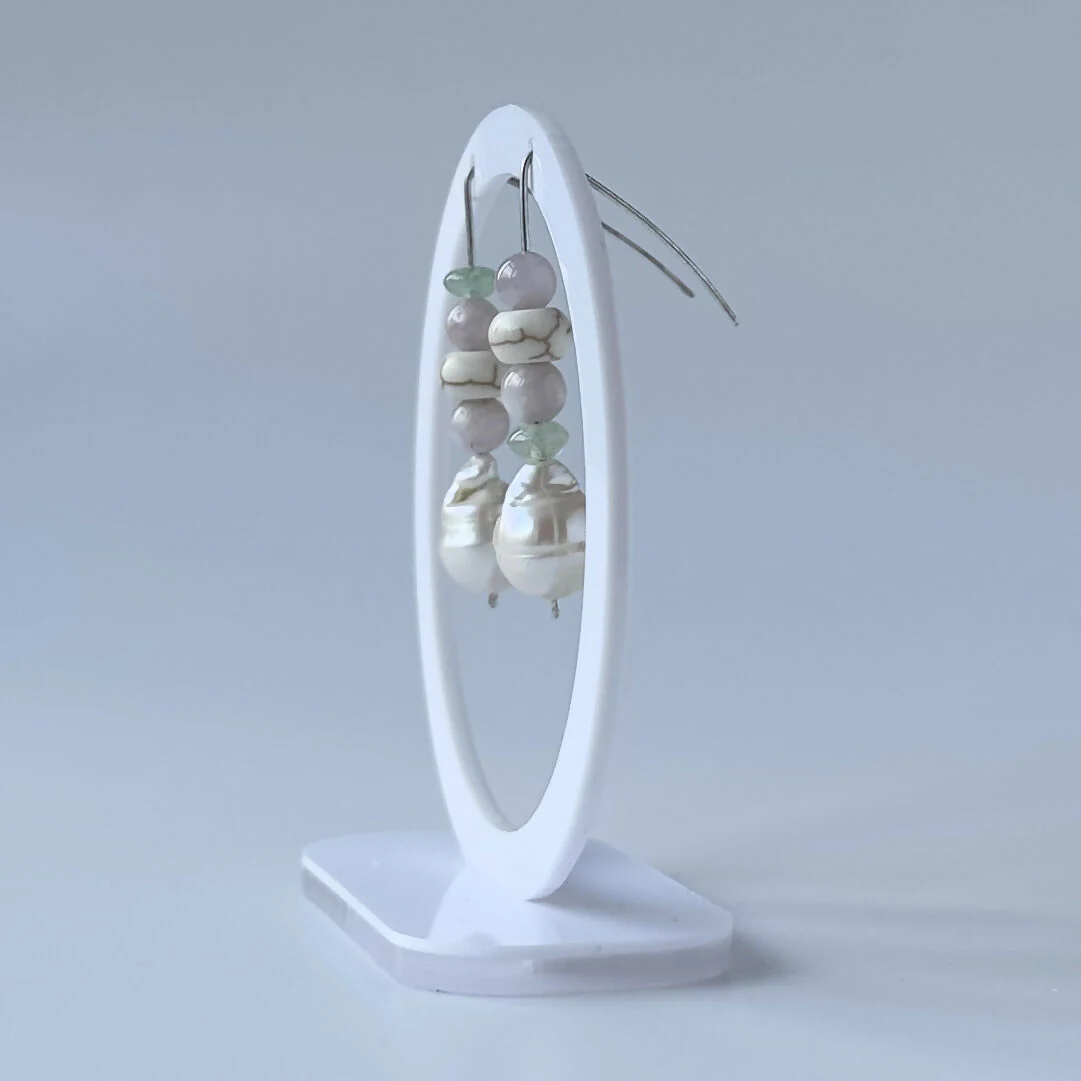 HEALING CRYSTAL & STERLING SILVER EARRINGS WITH BAROQUE PEARLS TO HELP WITH ANXIETY - Image 4