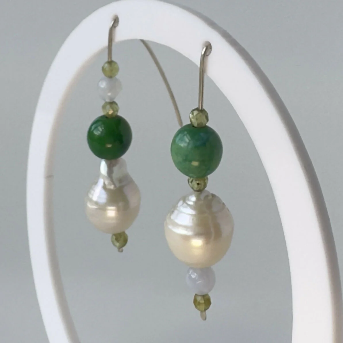 HEALING CRYSTAL & STERLING SILVER EARRINGS WITH BAROQUE PEARLS TO HELP WITH CONFIDENCE & SELF-ESTEEM - Image 2