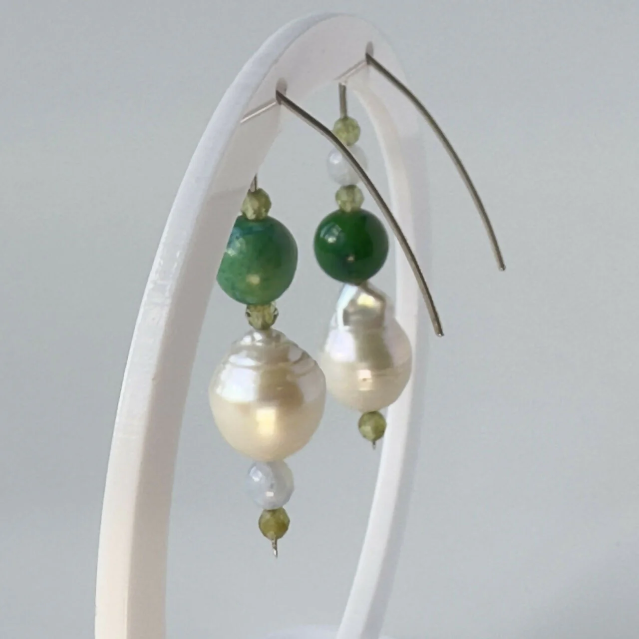HEALING CRYSTAL & STERLING SILVER EARRINGS WITH BAROQUE PEARLS TO HELP WITH CONFIDENCE & SELF-ESTEEM - Image 4