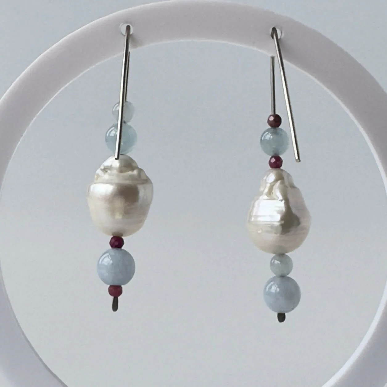 HEALING CRYSTAL & STERLING SILVER EARRINGS WITH BAROQUE PEARLS TO HELP WITH COURAGE - Image 5
