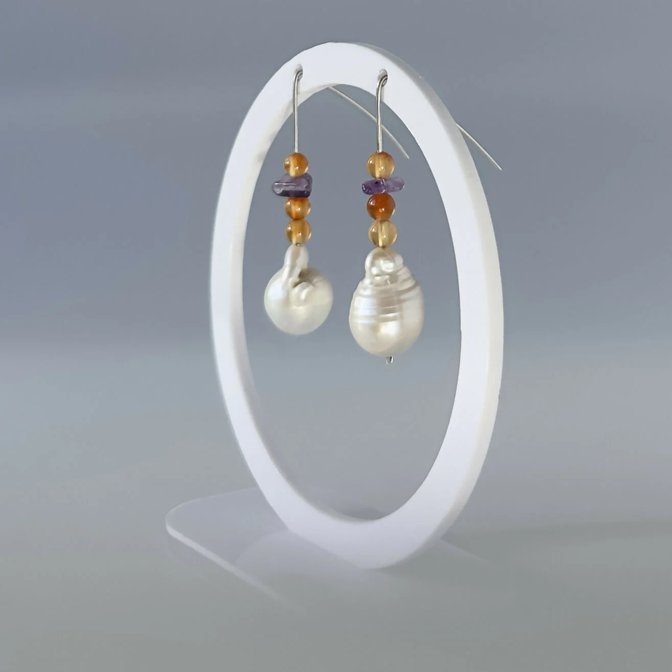 HEALING CRYSTAL & STERLING SILVER EARRINGS WITH BAROQUE PEARLS TO HELP WITH GRIEF & LOSS - Image 5